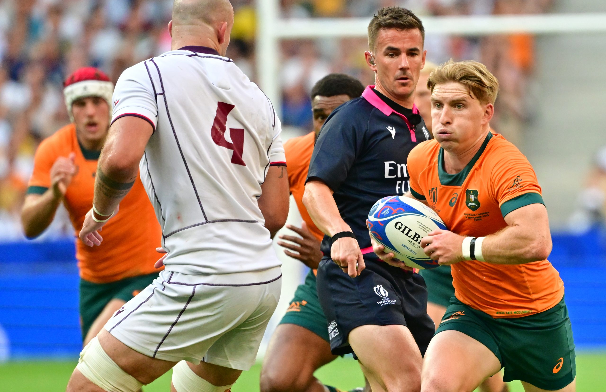 Tate McDermott of Australia in action at Stade de France.