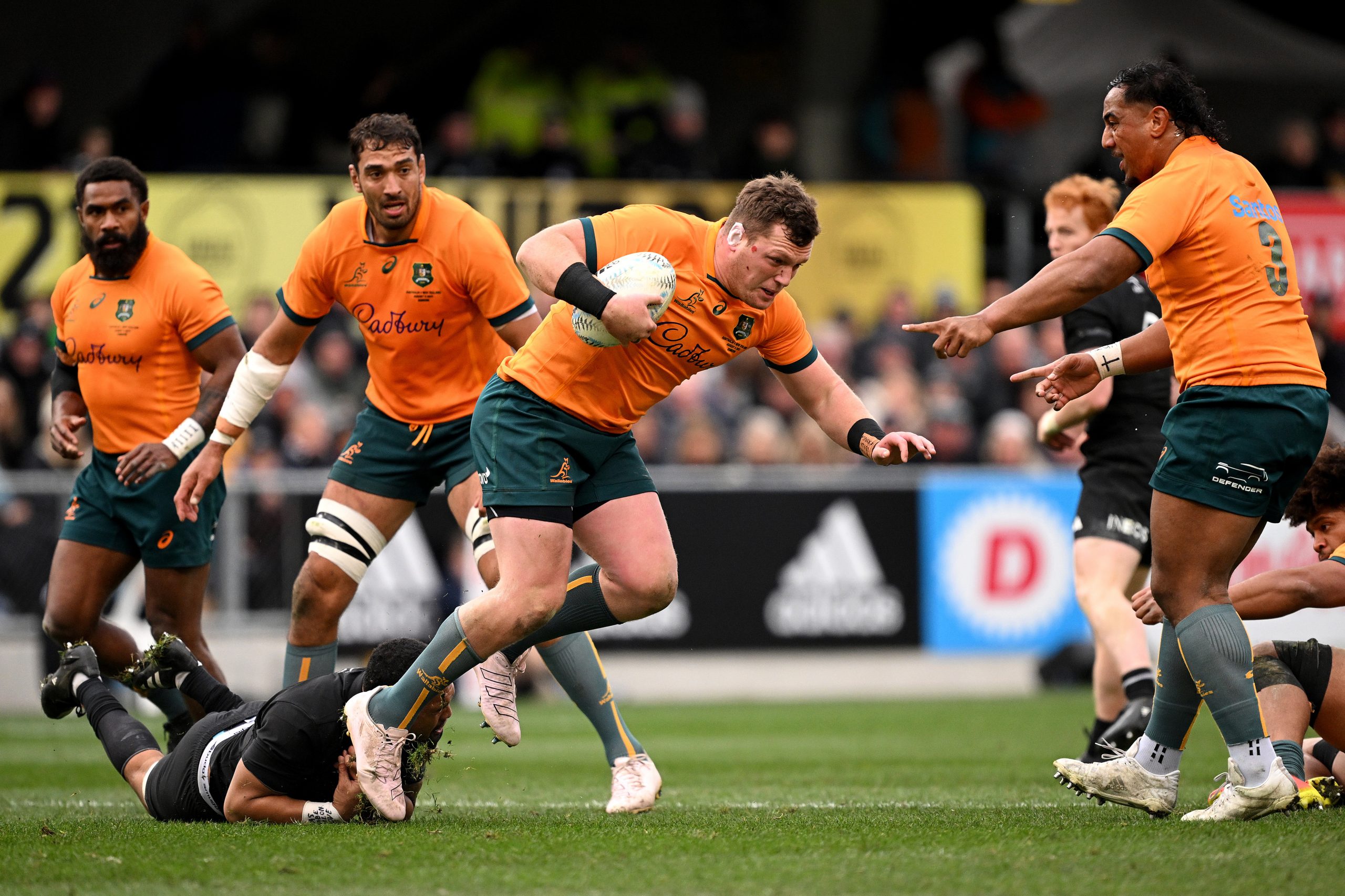 Angus Bell of Australia charges forward.