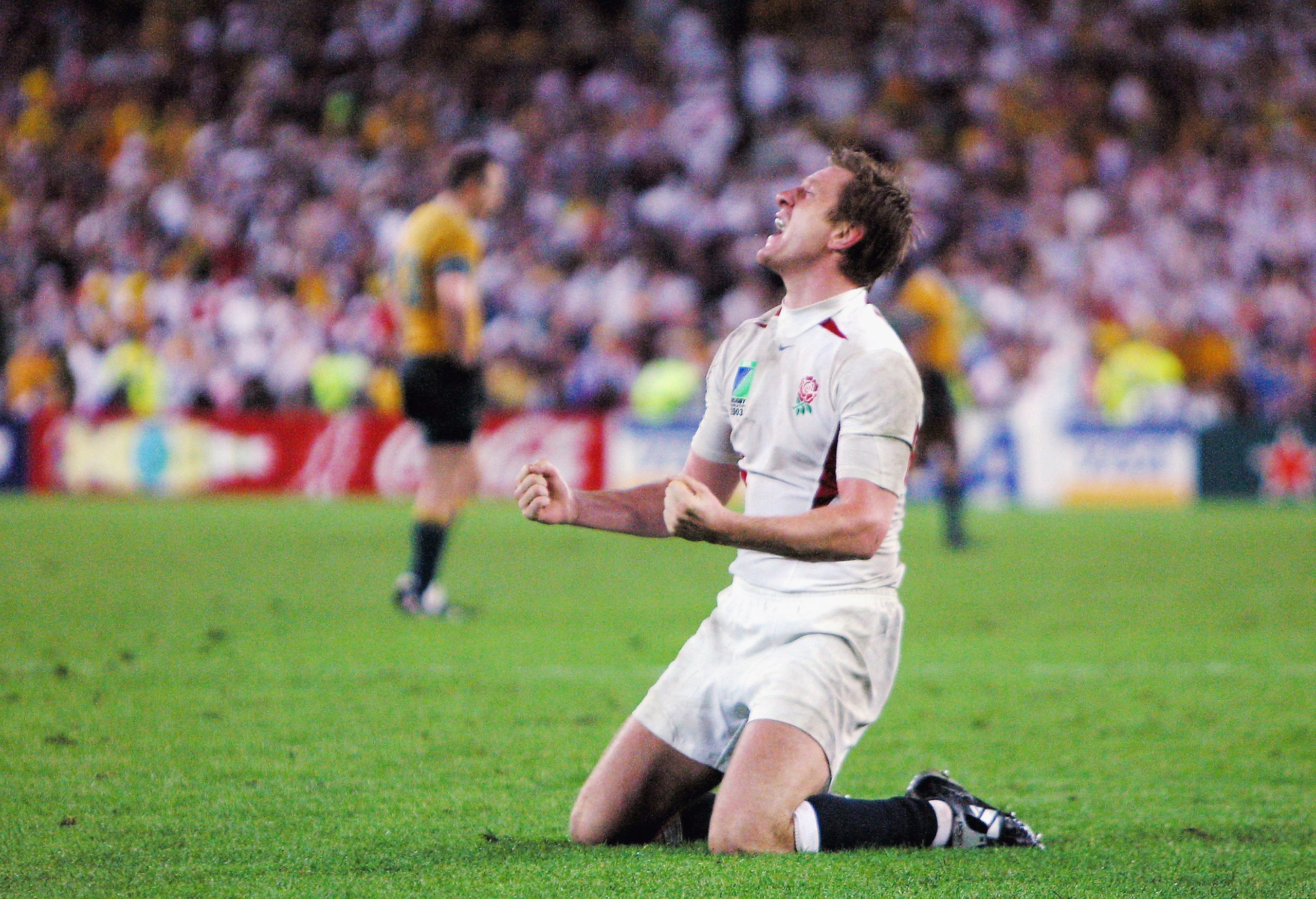 Will Greenwood of England celebrates victory in the 2003 Rugby World Cup final.