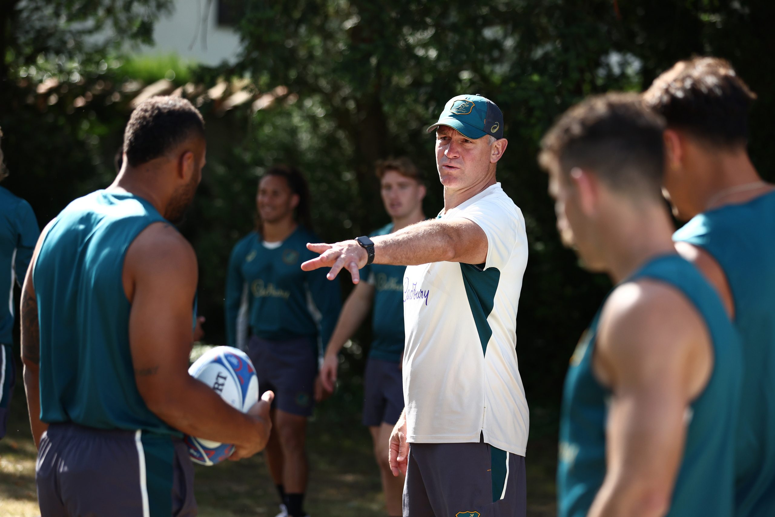 Assistant coach Jason Ryles during a Wallabies training session.