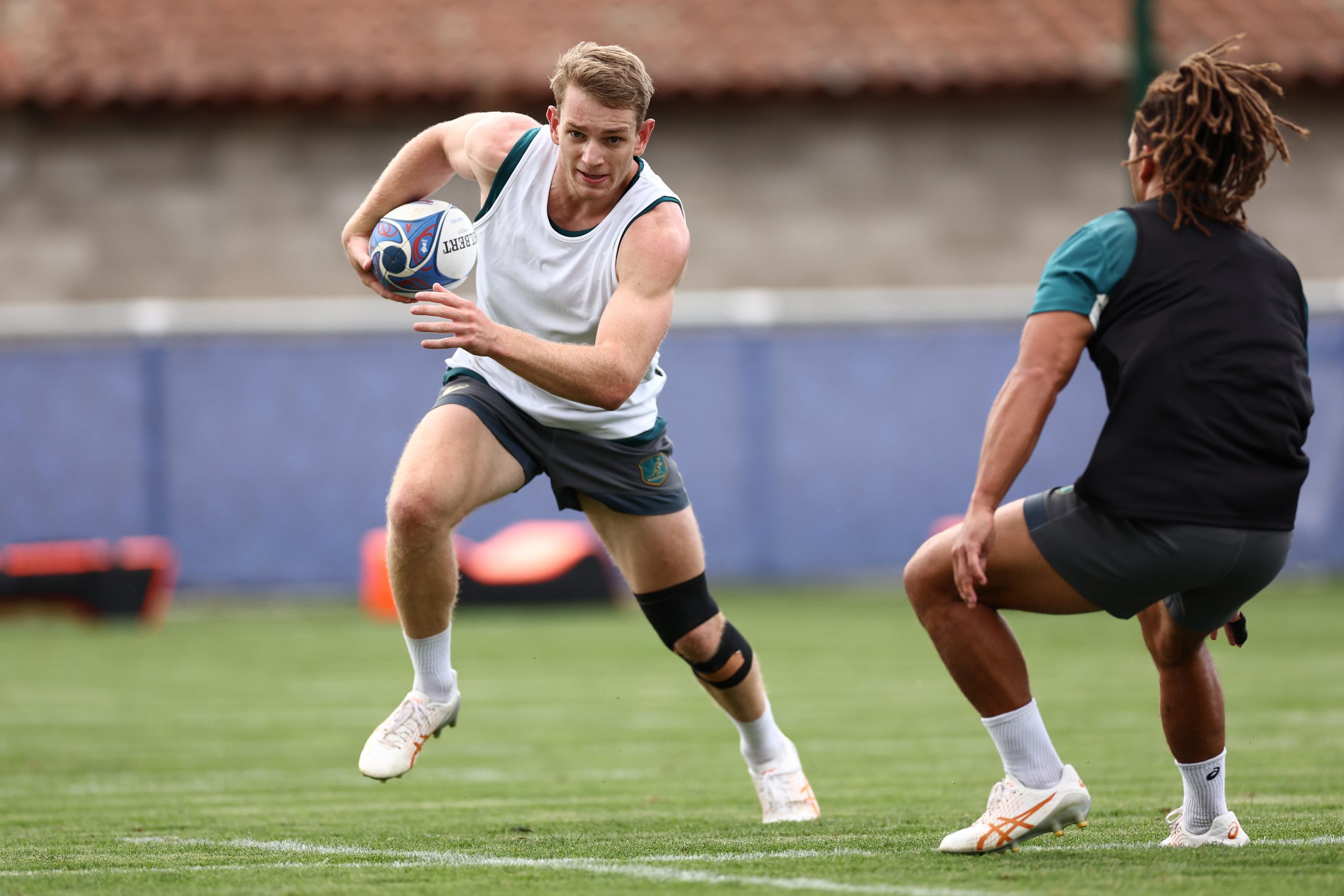 Max Jorgensen during a Wallabies training session.