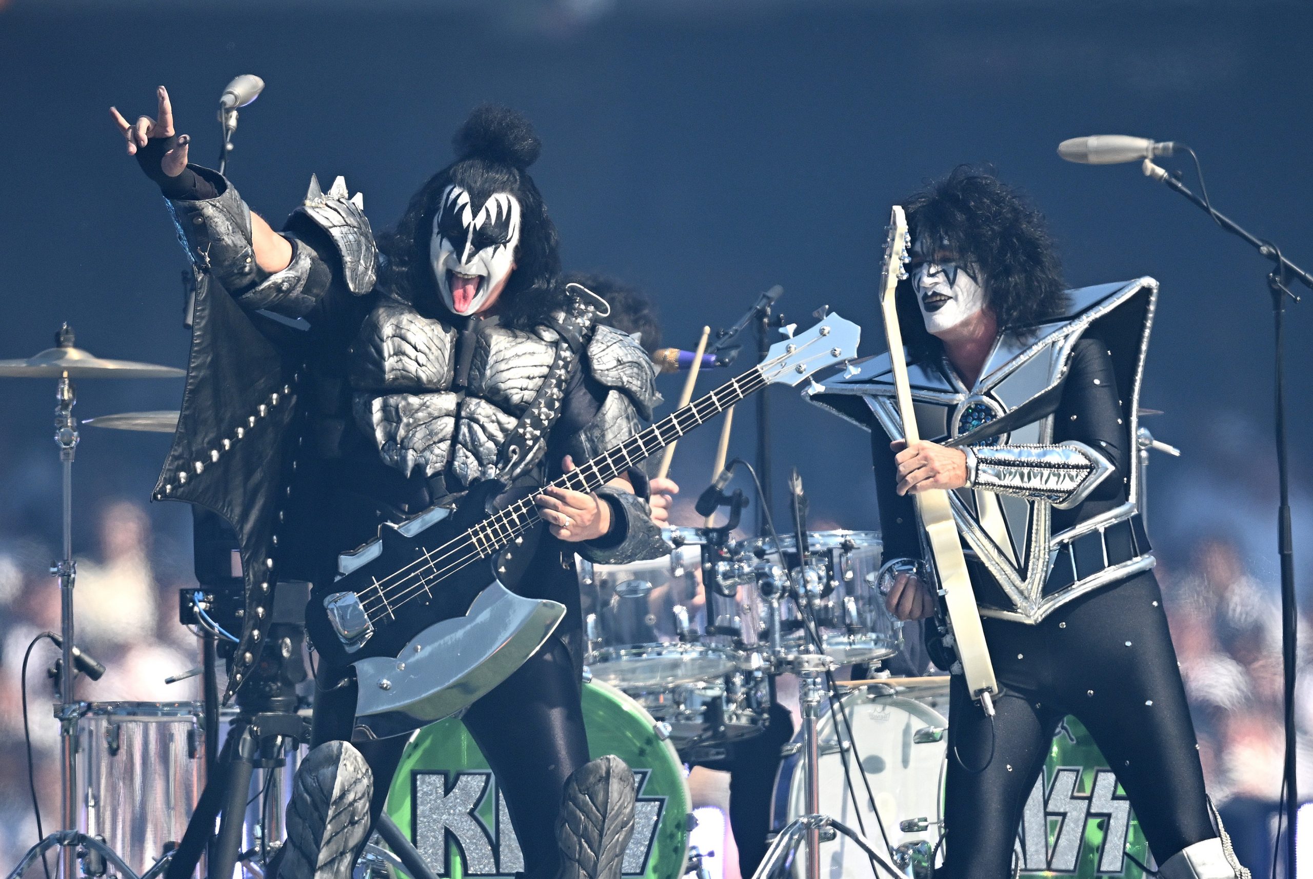 Kiss perform during the 2023 AFL Grand Final match between Collingwood Magpies and Brisbane Lions at Melbourne Cricket Ground, on September 30, 2023, in Melbourne, Australia. (Photo by Quinn Rooney/Getty Images)