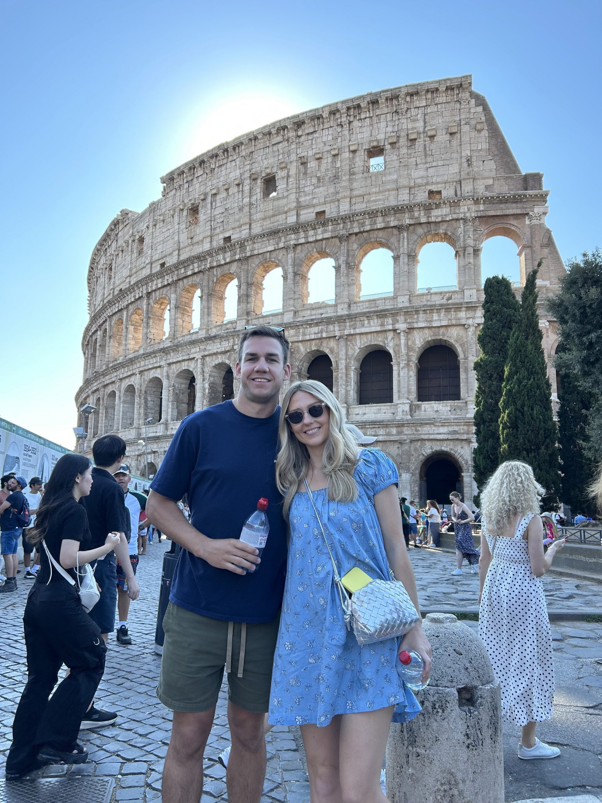 Newly weds Michael Richards and Eloise Scott at the Colosseum in Rome.