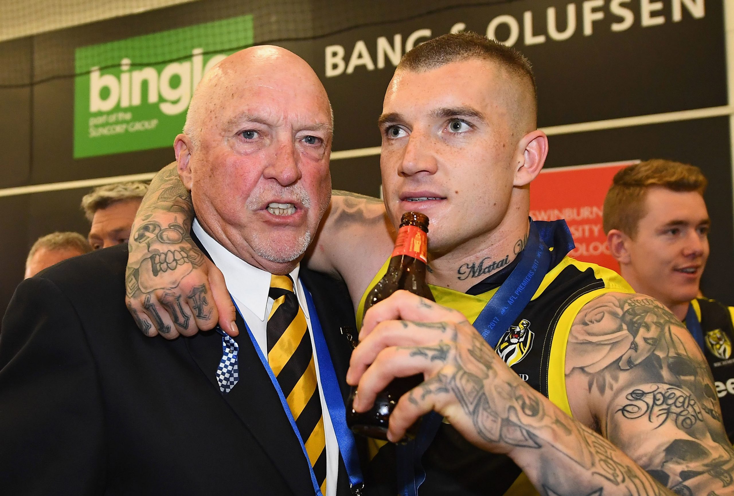 Rex Hunt and Dustin Martin pictured after the 2017 AFL grand final