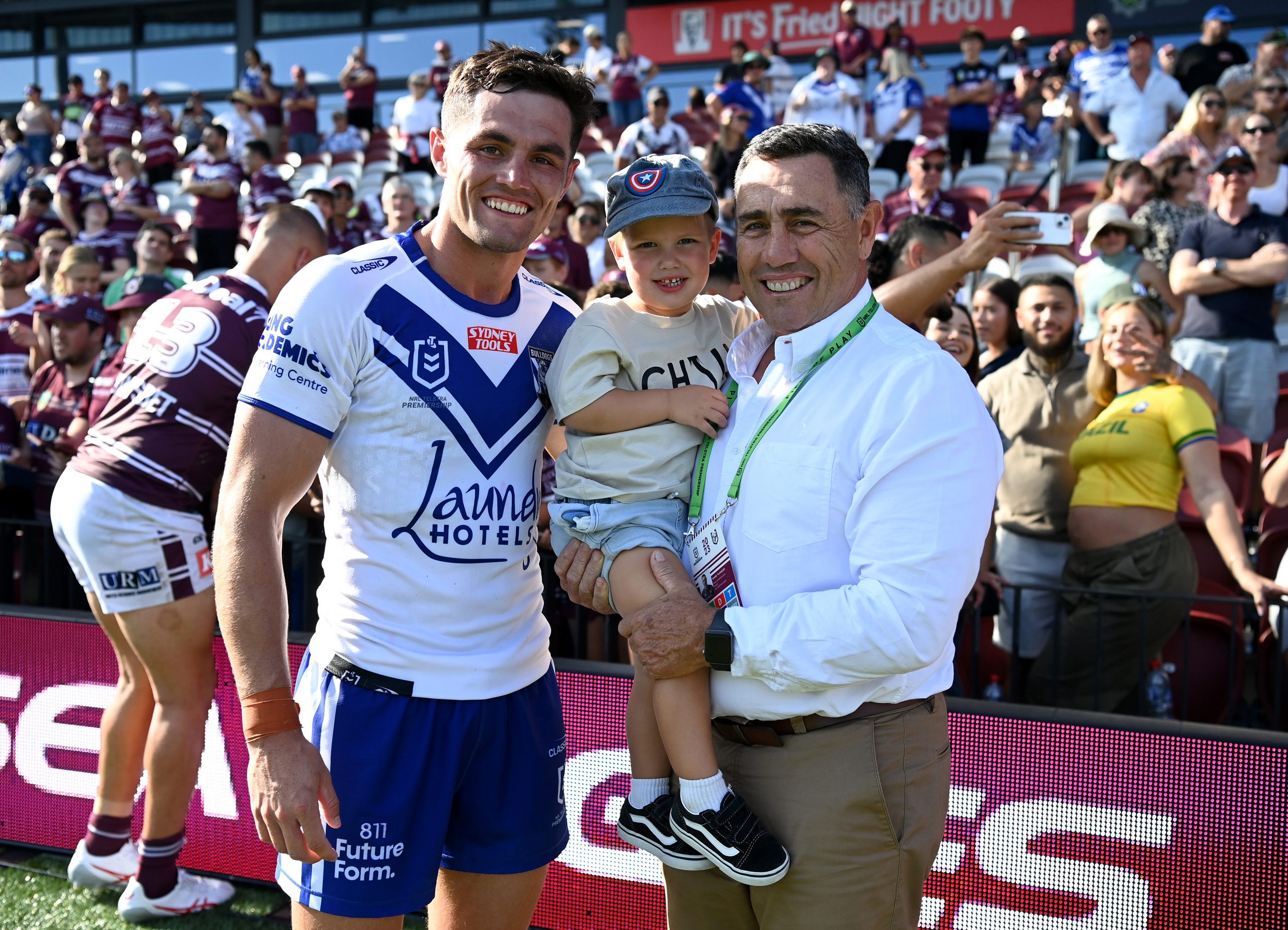Kyle Flanagan and Shane Flanagan ahead of the Bulldogs round 1 clash against the Sea Eagles.