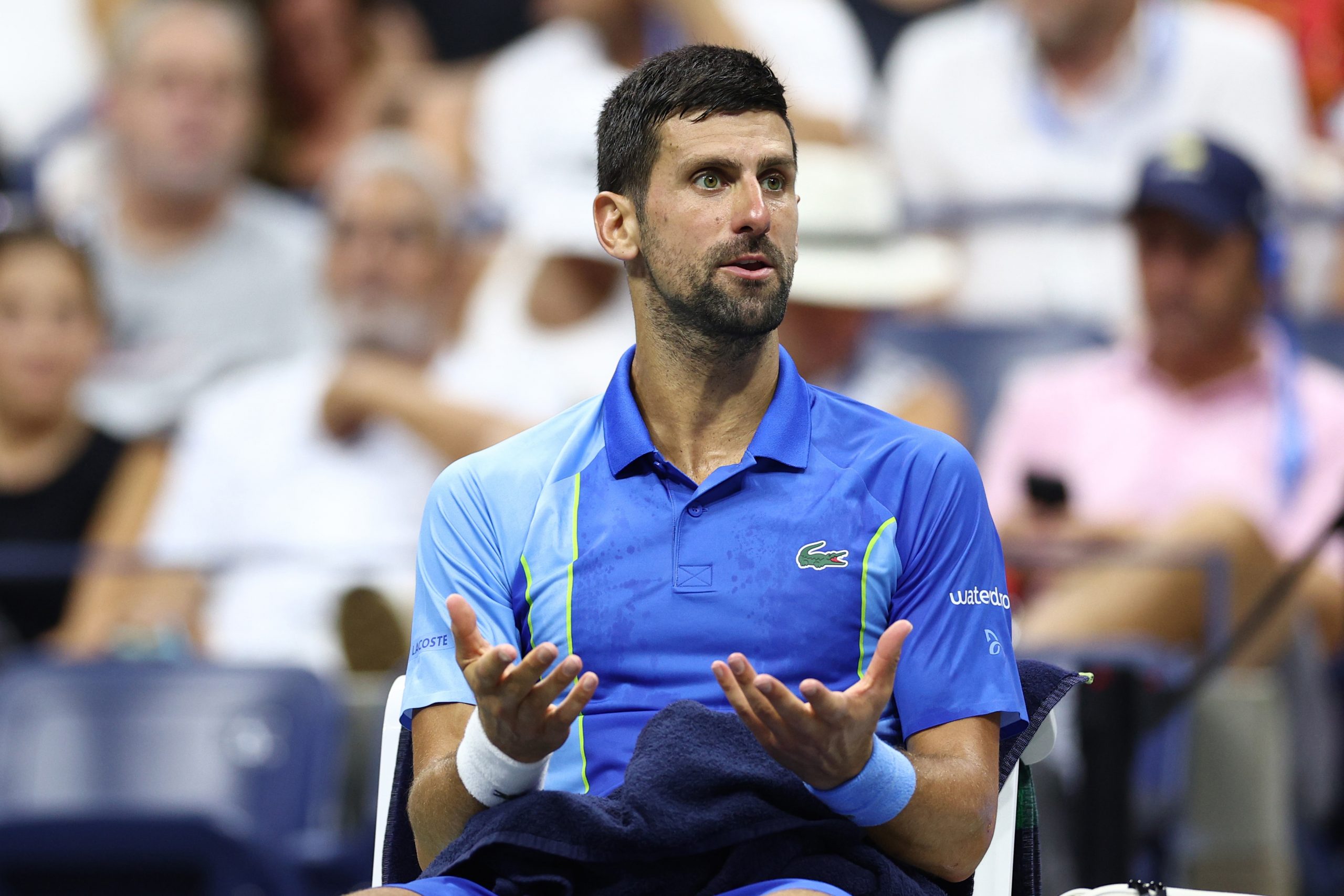 Novak Djokovic became frustrated with his coaching box on several occasions.