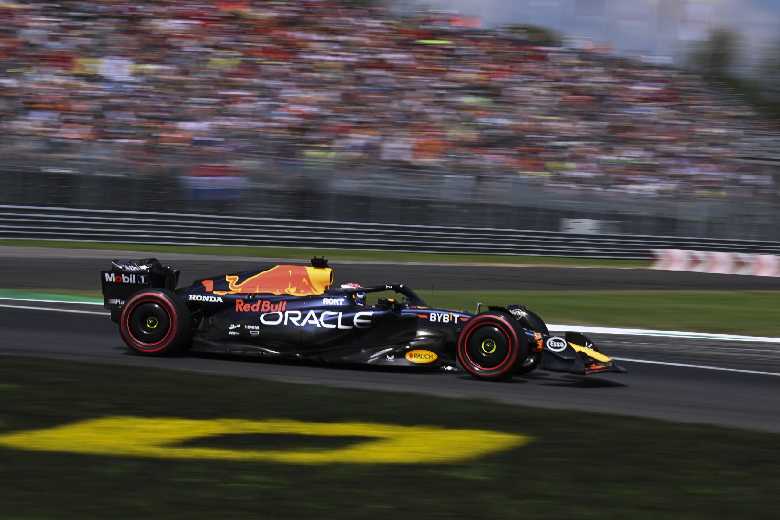 Max Verstappen of Netherlands driving for Red Bull Racing F1 Team during qualifying ahead of the F1 Grand Prix of Italy at Autodromo di Monza on September 2, 2023 in Monza, Italy. (Photo by Stefano Guidi/Getty Images)