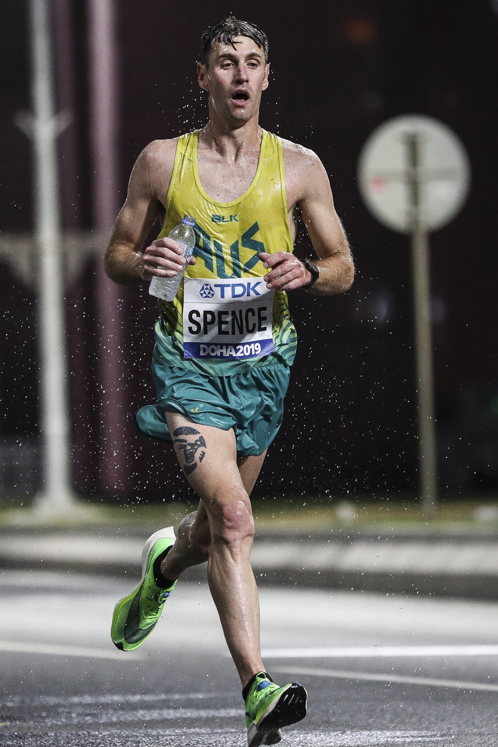 Julian Spence slugs it out at the 2019 world athletics championships in Doha.