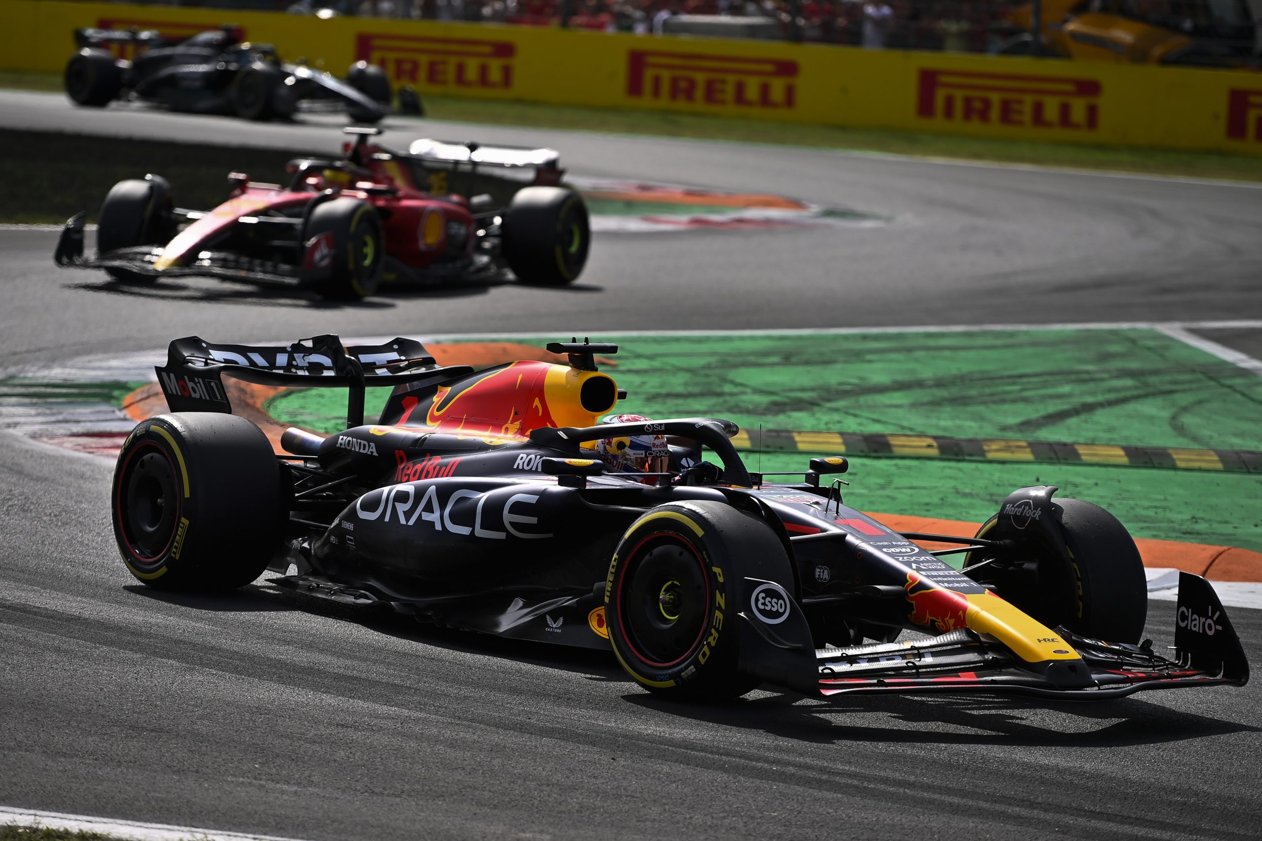 Max Verstappen of Netherlands driving for Red Bull Racing F1 Team during the F1 Grand Prix of Italy at Autodromo di Monza on September 3, 2023 in Monza, Italy. (Photo by Stefano Guidi/Getty Images)