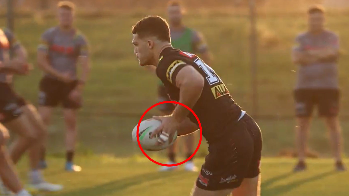 Vision from the Panthers' closed session showed Nathan Cleary with two fingers on his left hand taped together