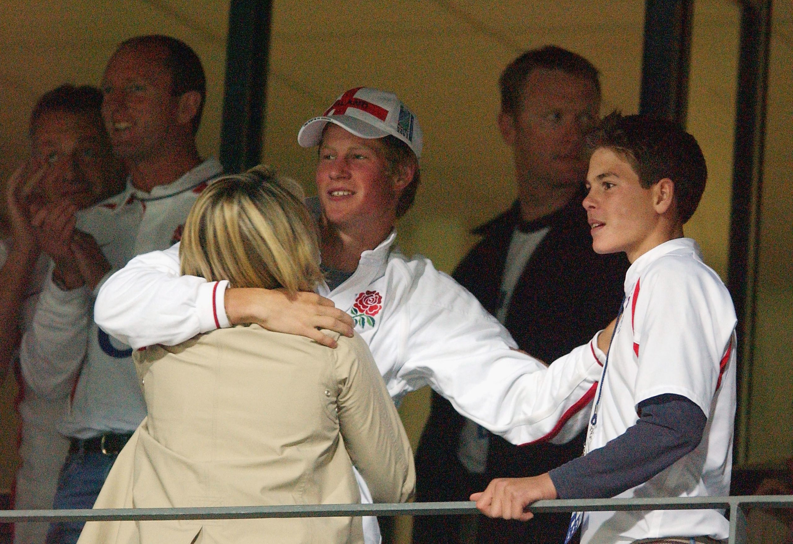 Prince Harry celebrates England's victory at the 2003 Rugby World Cup.