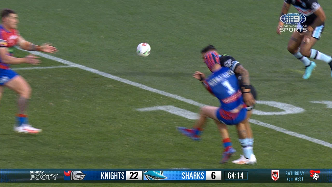 Ponga knocked down by brutal hit