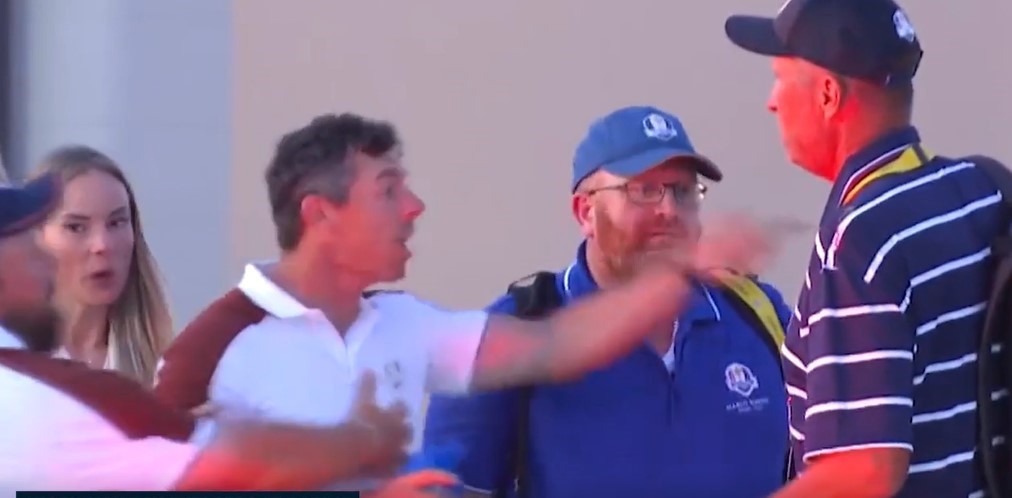 Rory McIlroy confronted American caddie Jim 'Bones' Mackay at the Ryder Cup.