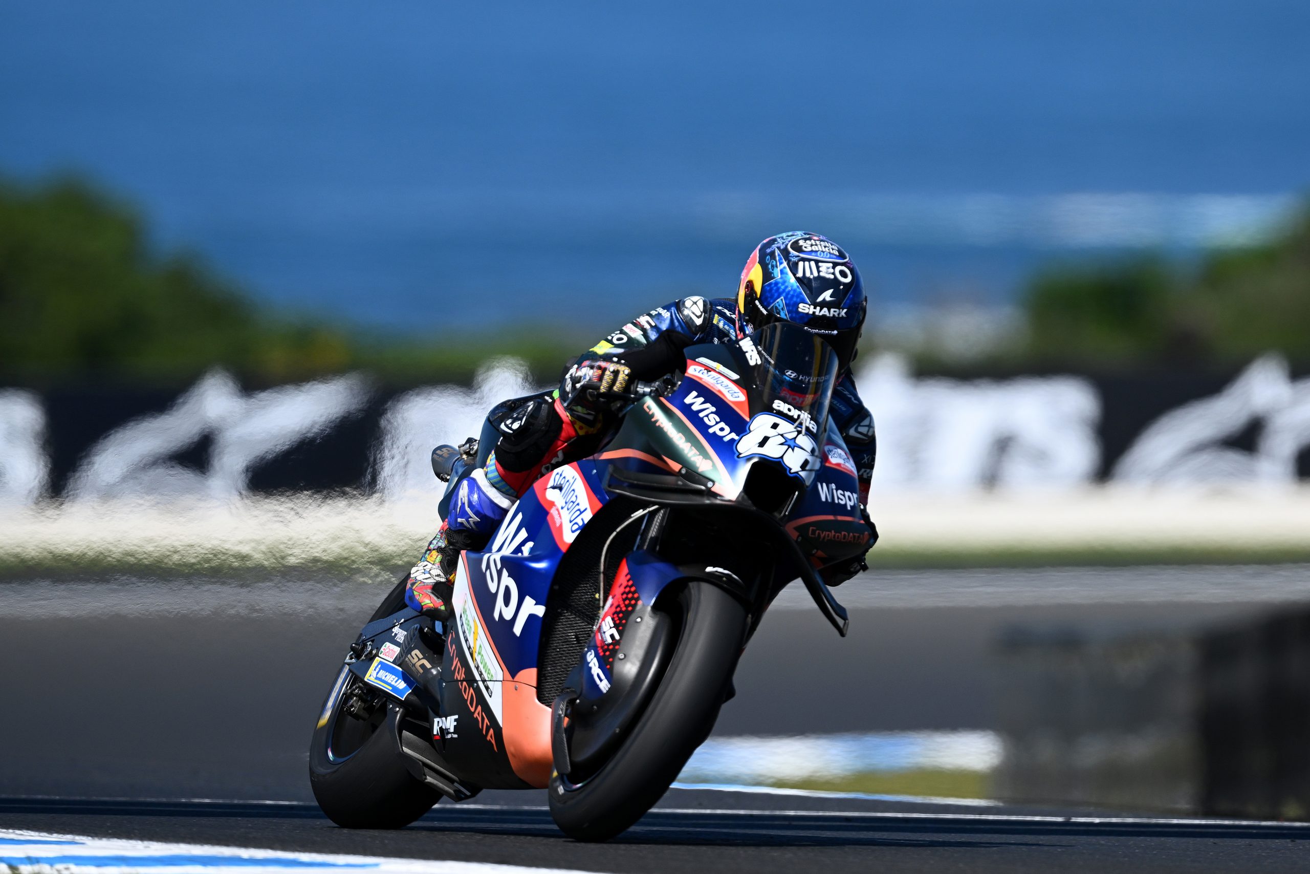 Miguel Oliveira of Portugal and the CryptoDATA RNF MotoGP Team in action during free practice ahead of the 2023 MotoGP of Australia at Phillip Island Grand Prix Circuit on October 20, 2023 in Phillip Island, Australia. (Photo by Quinn Rooney/Getty Images)