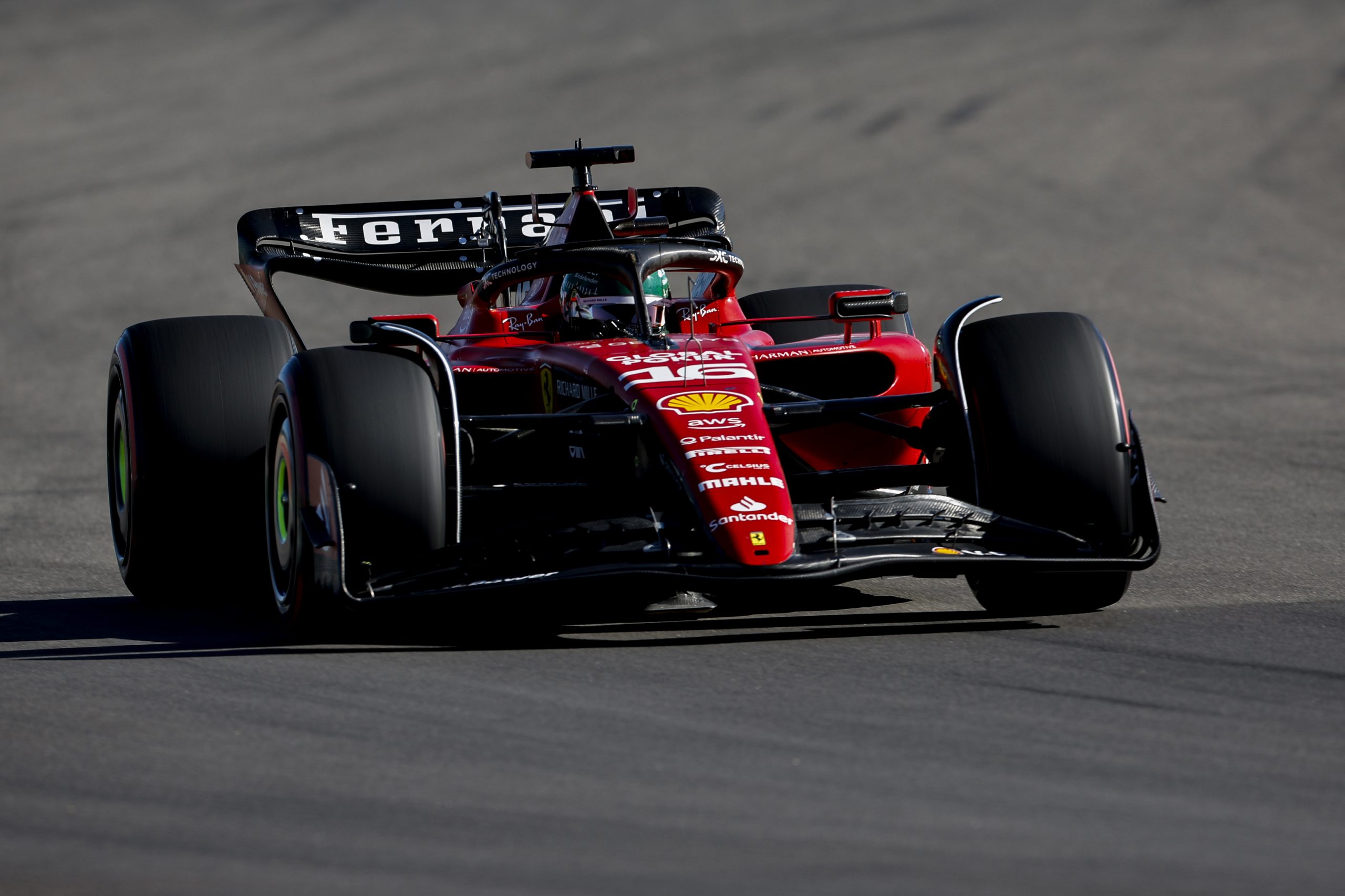 Charles Leclerc on track during qualifying ahead of the 2023 United States Grand Prix.