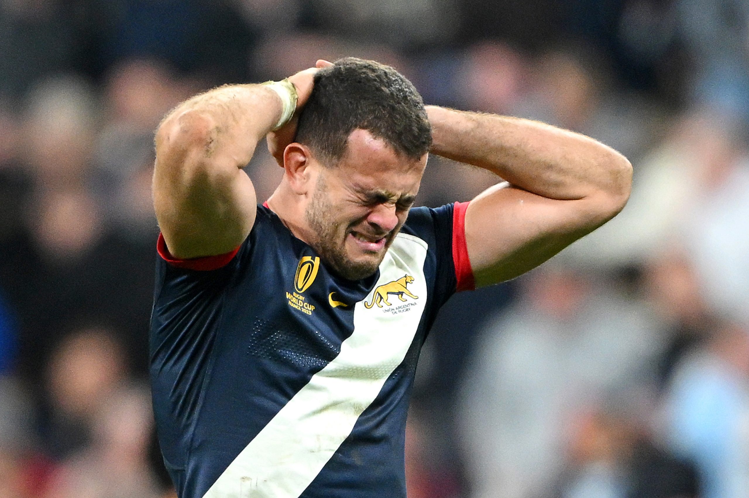 Emiliano Boffelli of Argentina looks dejected following the team's loss.