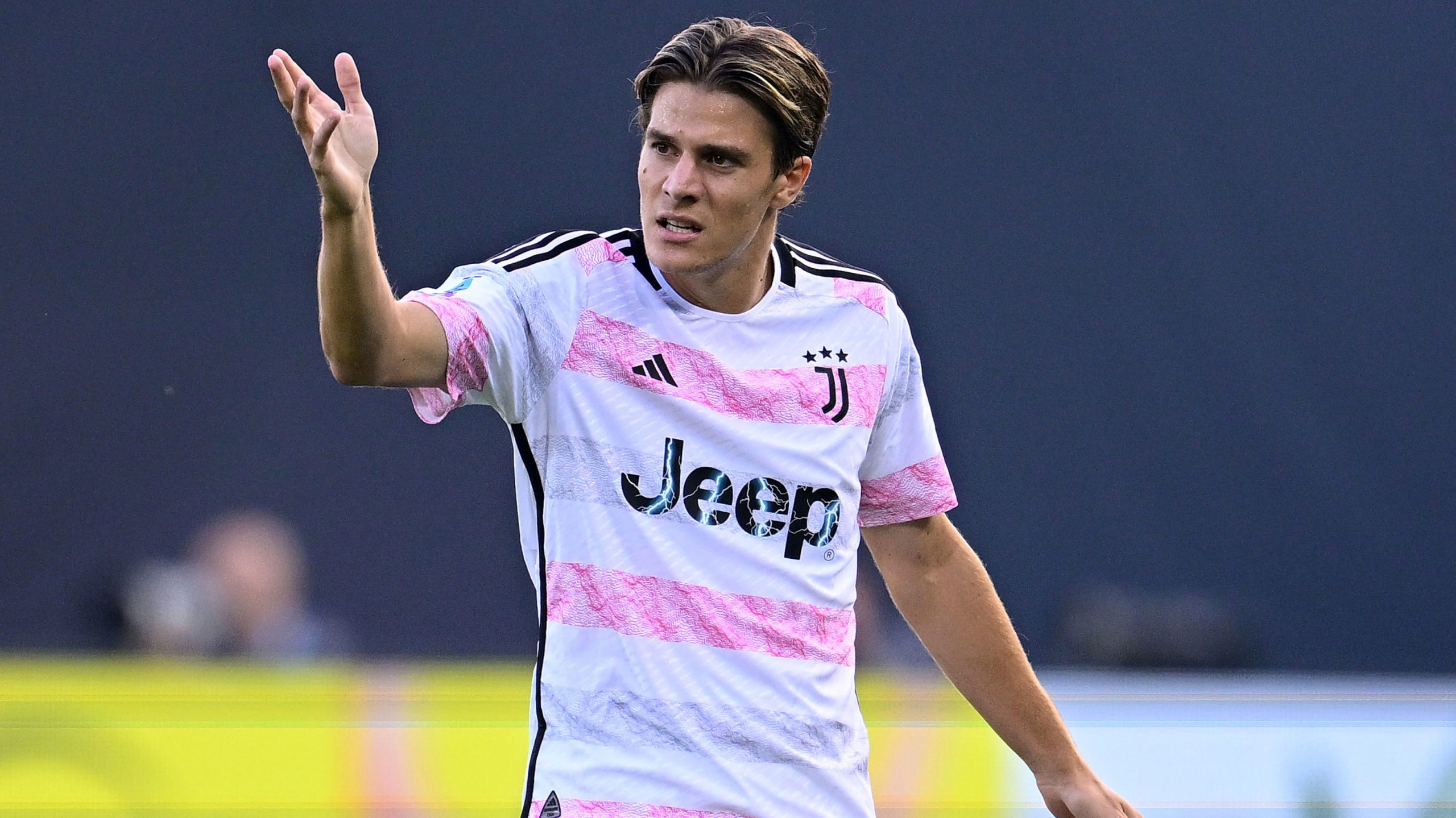 Nicolo Fagioli gestures during a Serie A match between Juventus and Atalanta on October 1, 2023. 