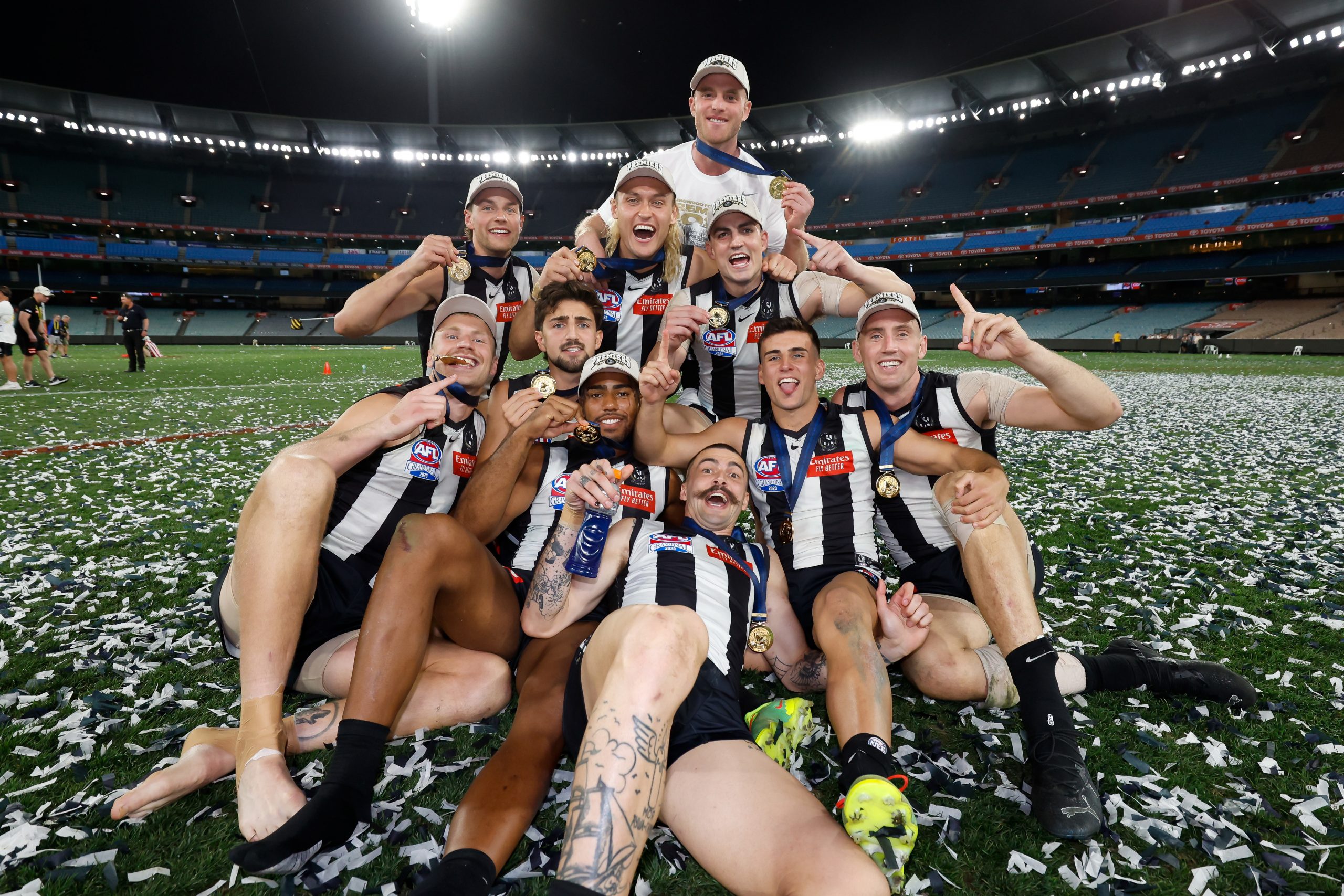 Tom Mitchell, Patrick Lipinski, Darcy Moore, Brayden Maynard, Billy Frampton, Josh Daicos, Isaac Quaynor, Oleg Markov, Nick Daicos and Darcy Cameron.