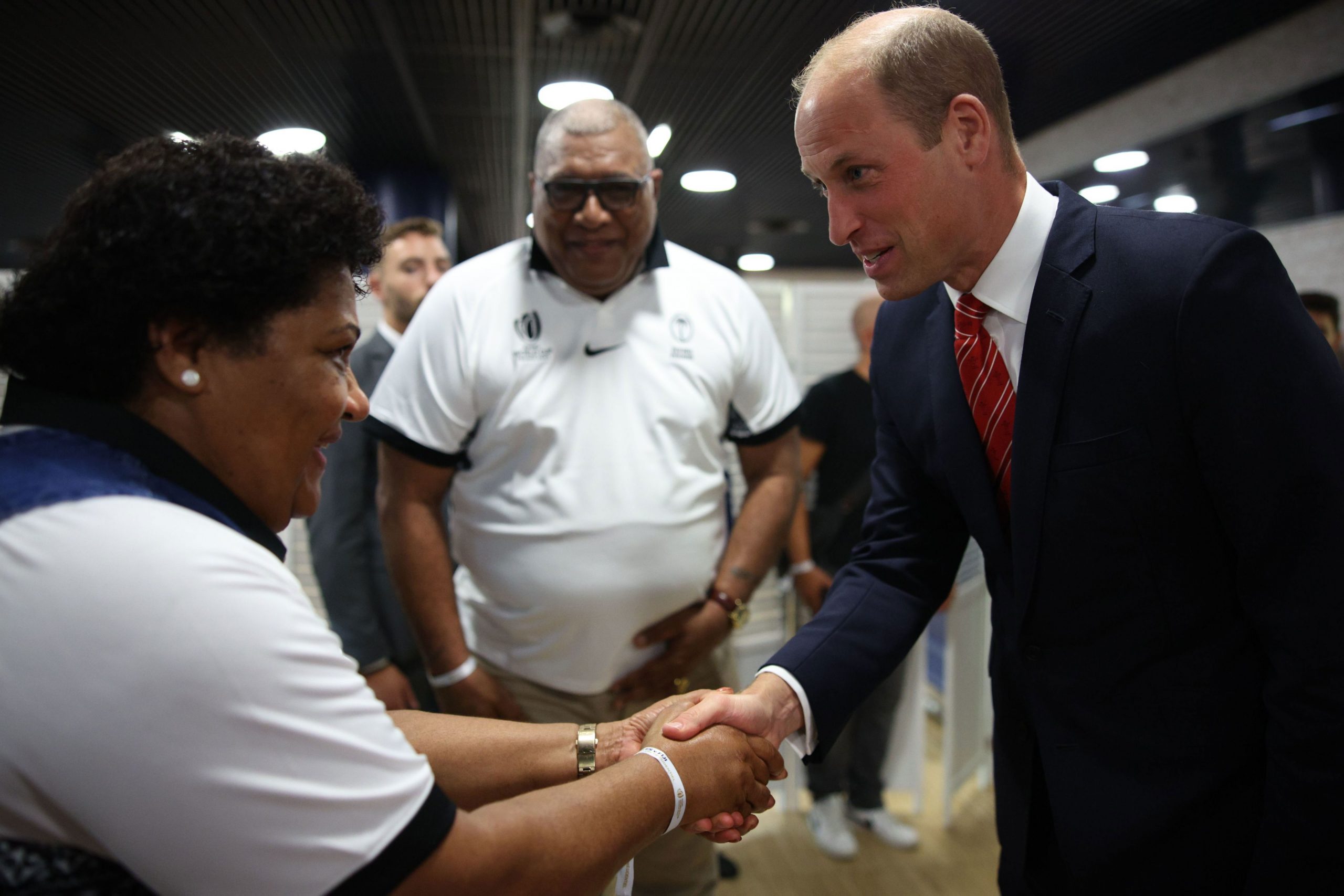 Fiji President Wiliame Katonivere and wife Filomena meet Prince William.