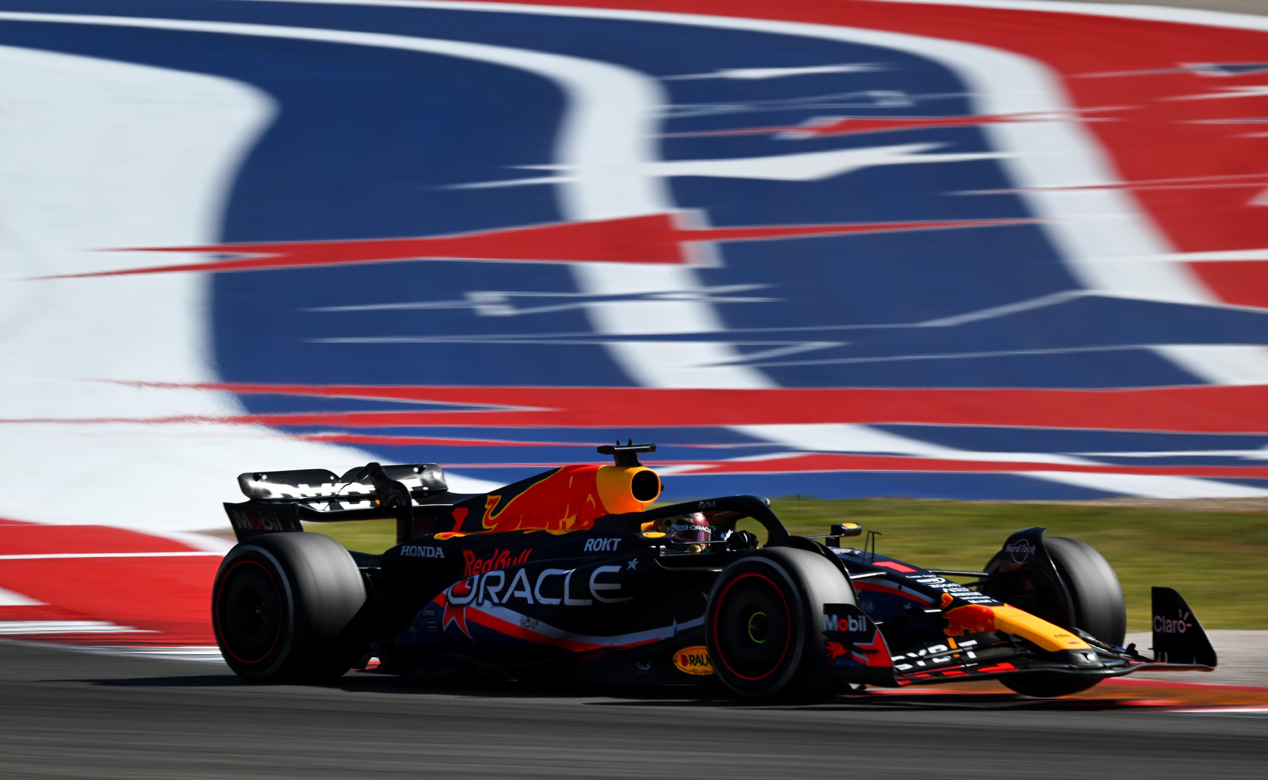 Max Verstappen driving the Oracle Red Bull Racing RB19 during the Unites States Grand Prix.