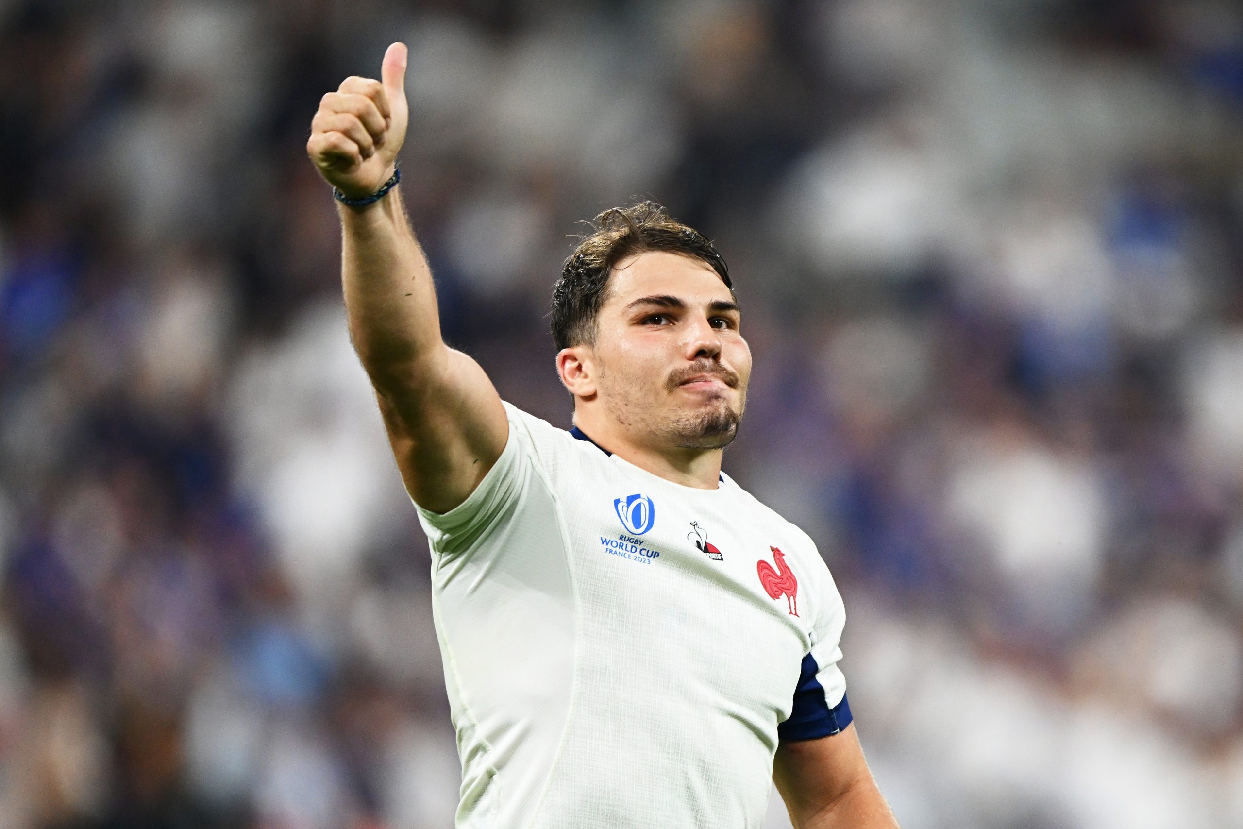 Antoine Dupont of France following victory at Stade de France.