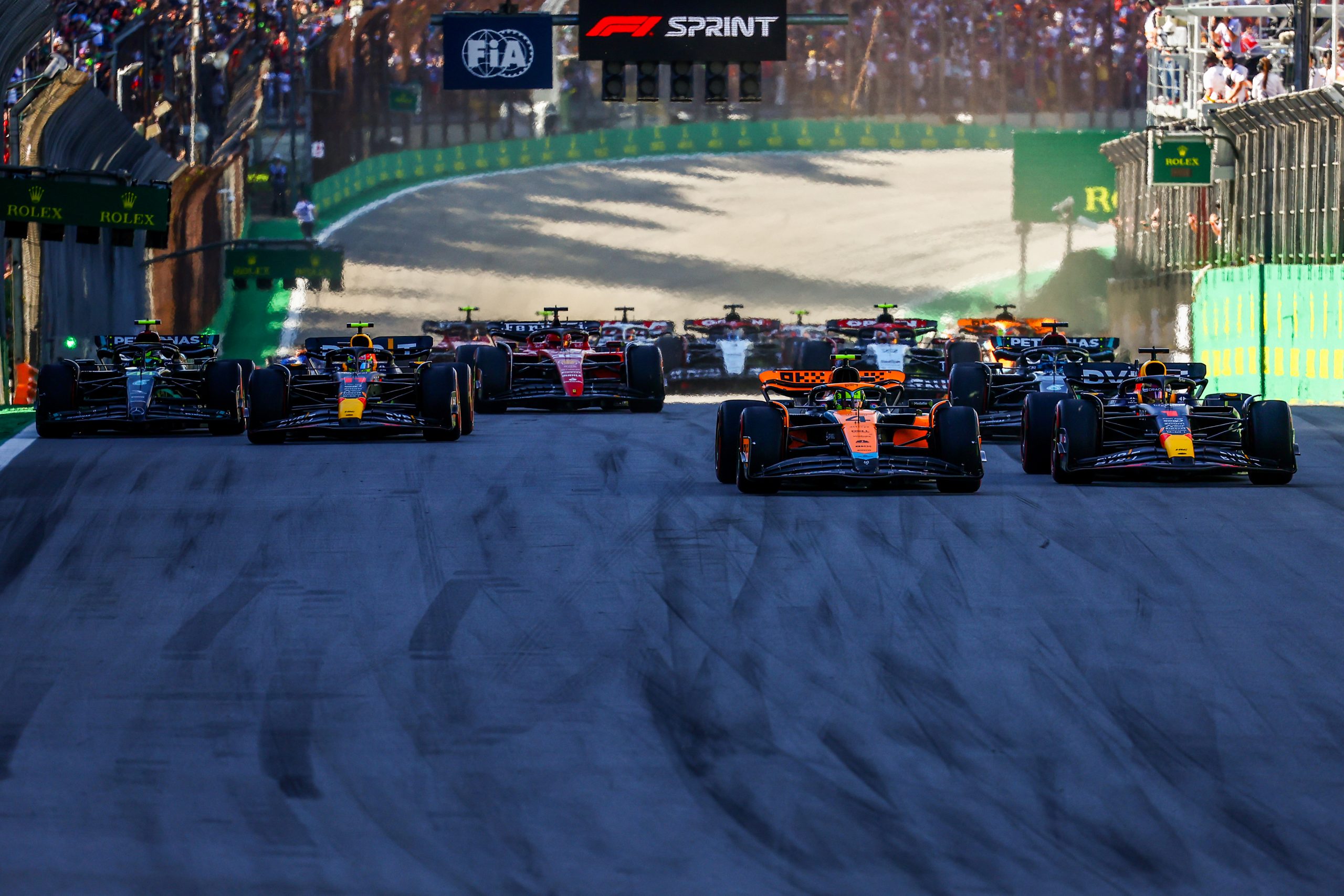 The start of the sprint at the Brazilian Grand Prix.