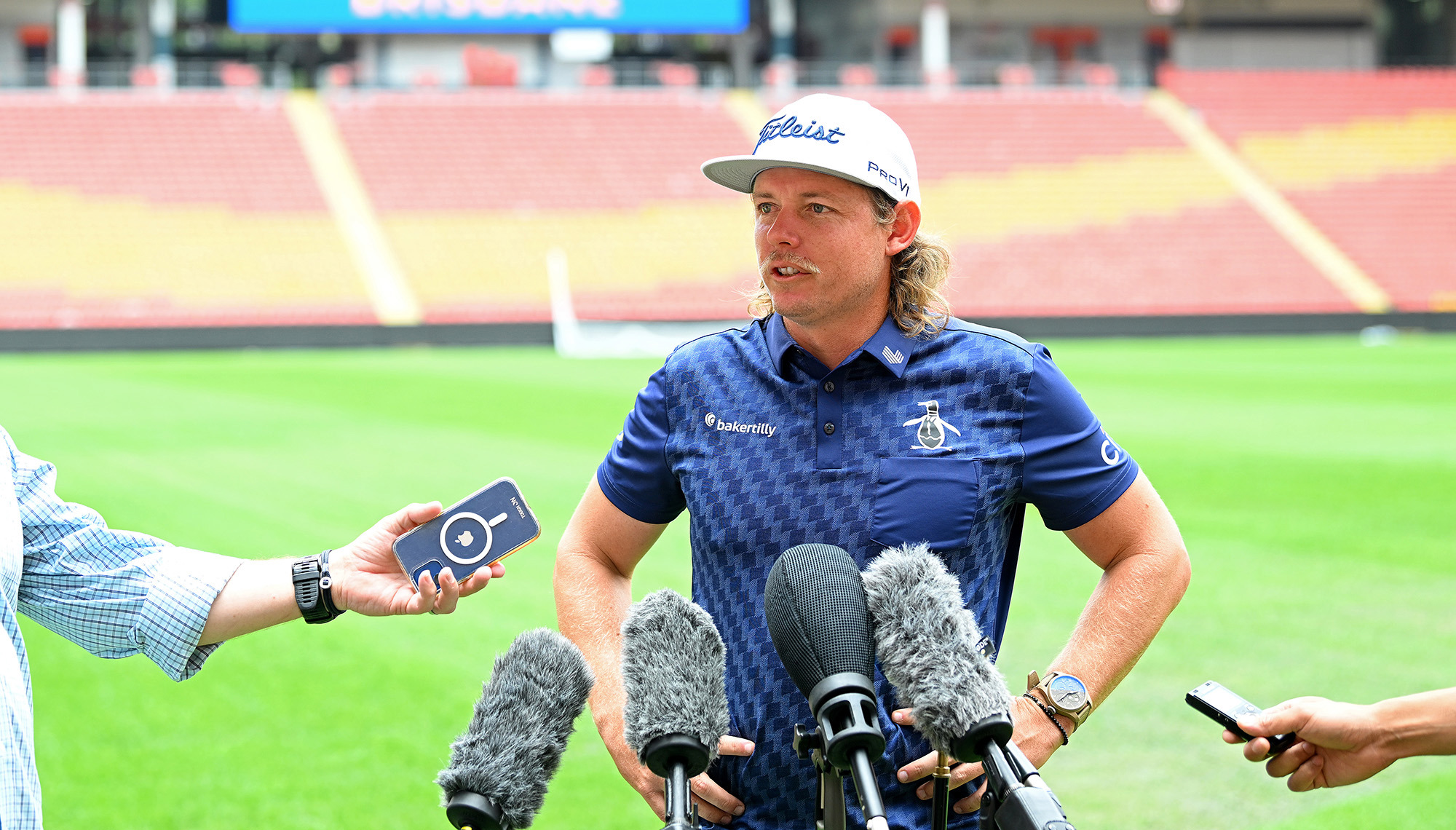 Cameron Smith speaks to media at Suncorp Stadium.