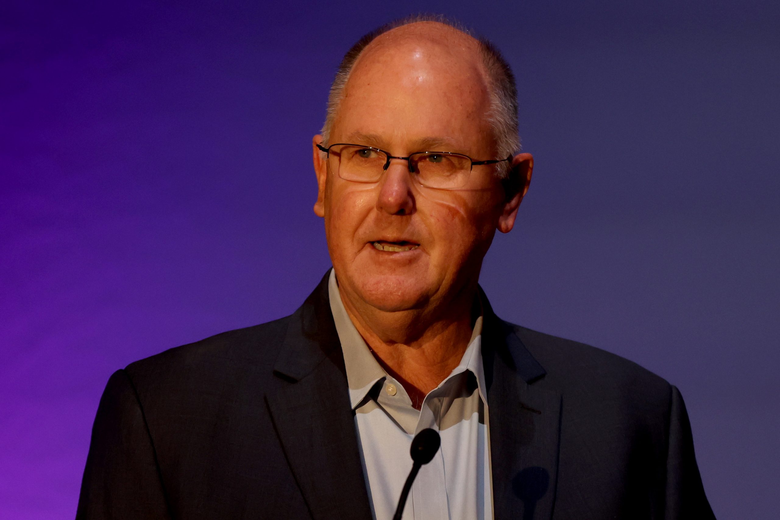FORT WORTH, TEXAS - OCTOBER 28: Steve Simon, WTA Chairman and CEO, addresses the audience during the draw ceremony for the 2022 WTA Finals, part of the Hologic WTA Tour, at the Hotel Drover on October 28, 2022 in Fort Worth, Texas. (Photo by Matthew Stockman/Getty Images)
