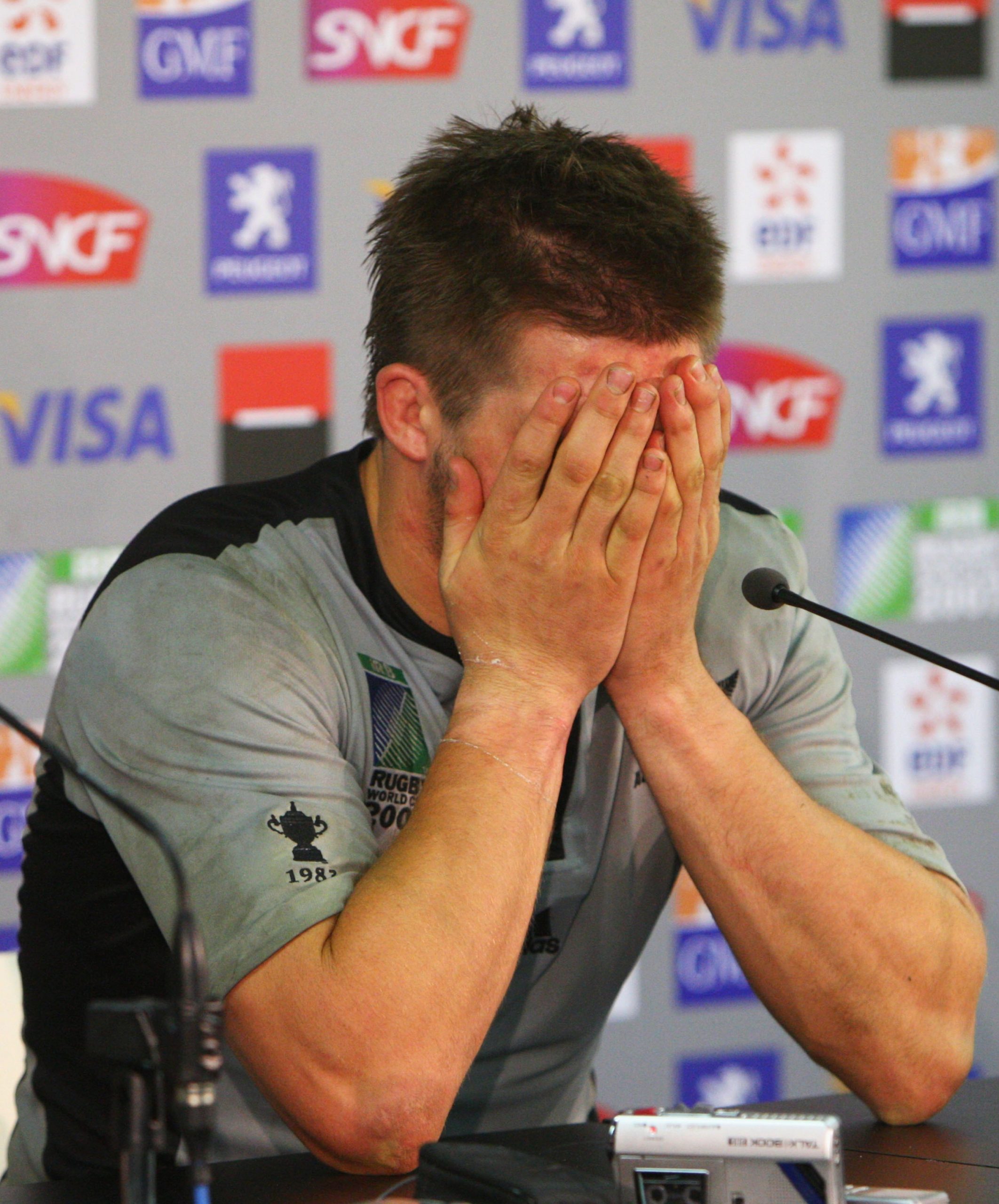 Richie McCaw of New Zealand after the Rugby World Cup loss to France in 2007.