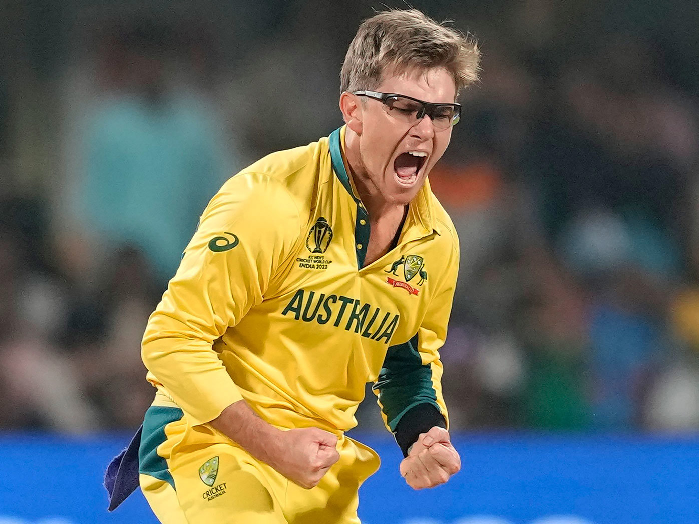 Adam Zampa celebrates the wicket of Pakistan's Mohammad Nawaz in Australia's win over Pakistan