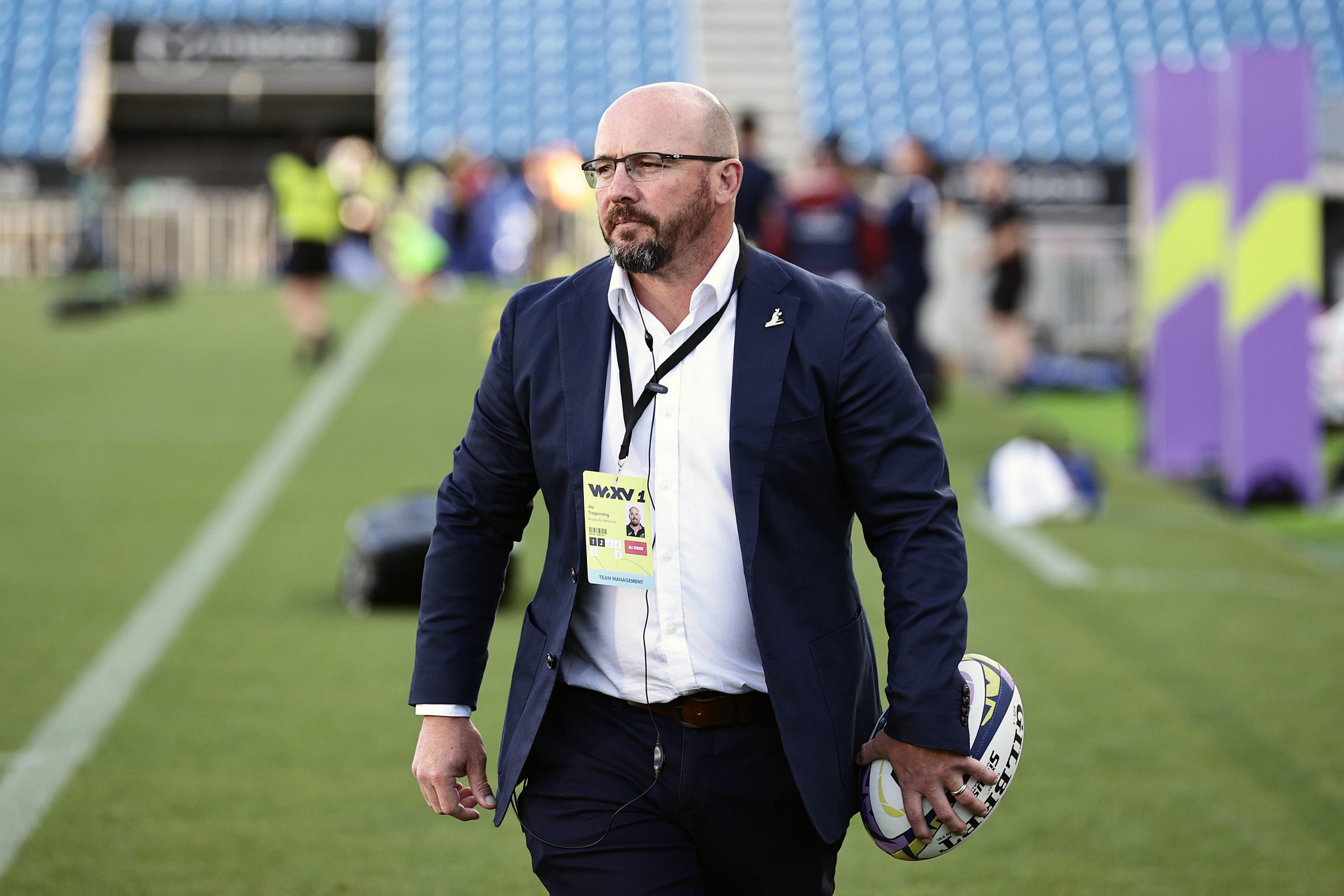 Coach Jay Tregonning before the WXV1 match between Australia and Wales.