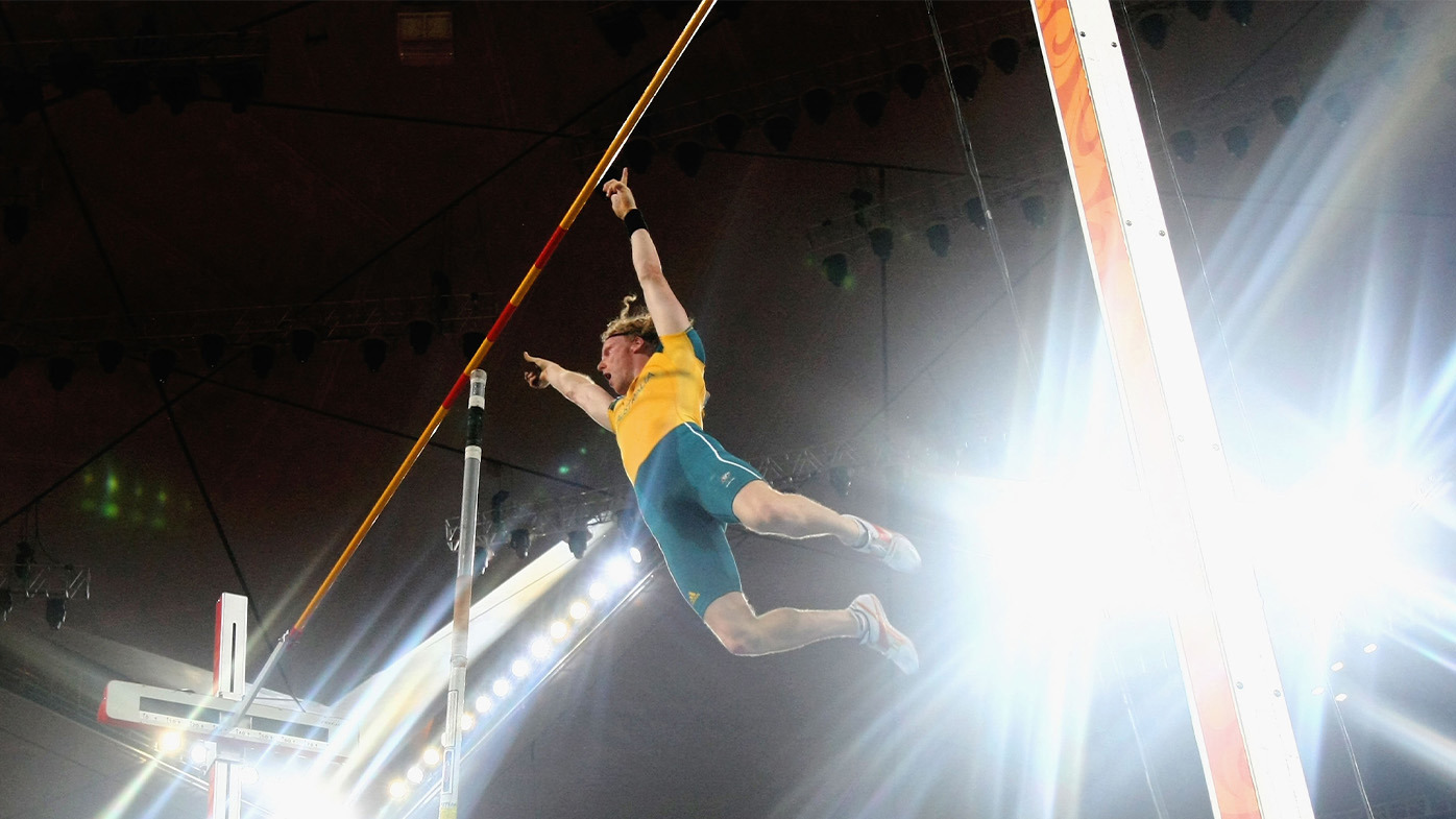 Australian pole vault legend Steve Hooker soars at Beijing 2008, at which he won Olympic Games gold.