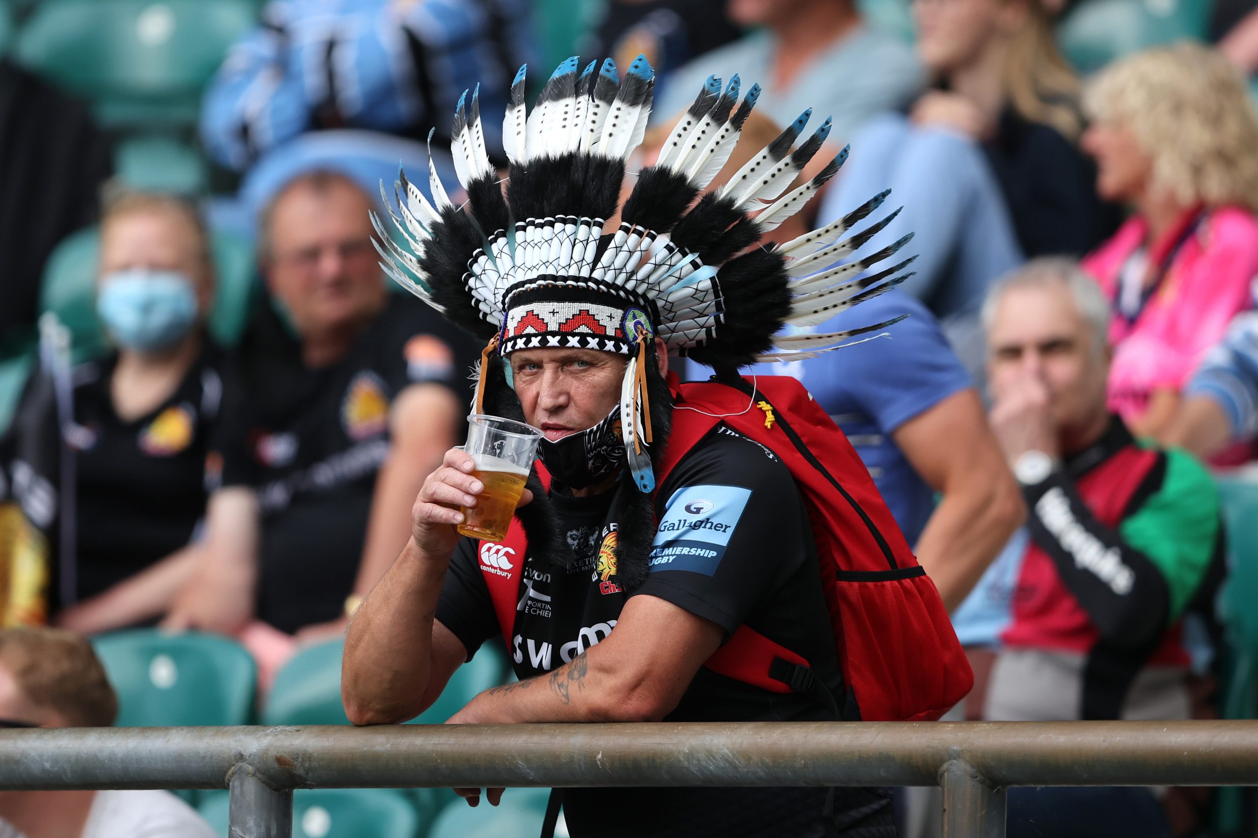 An Exeter Chiefs fan at Twickenham.