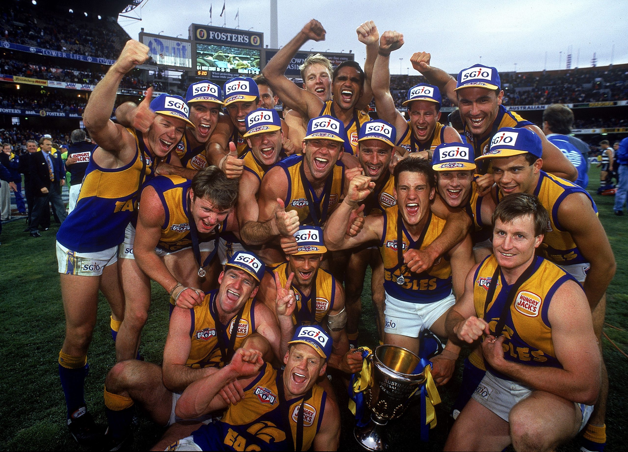 Don Pyke (second from top right) was a member of the West Coast Eagles' 1994 premiership-winning team