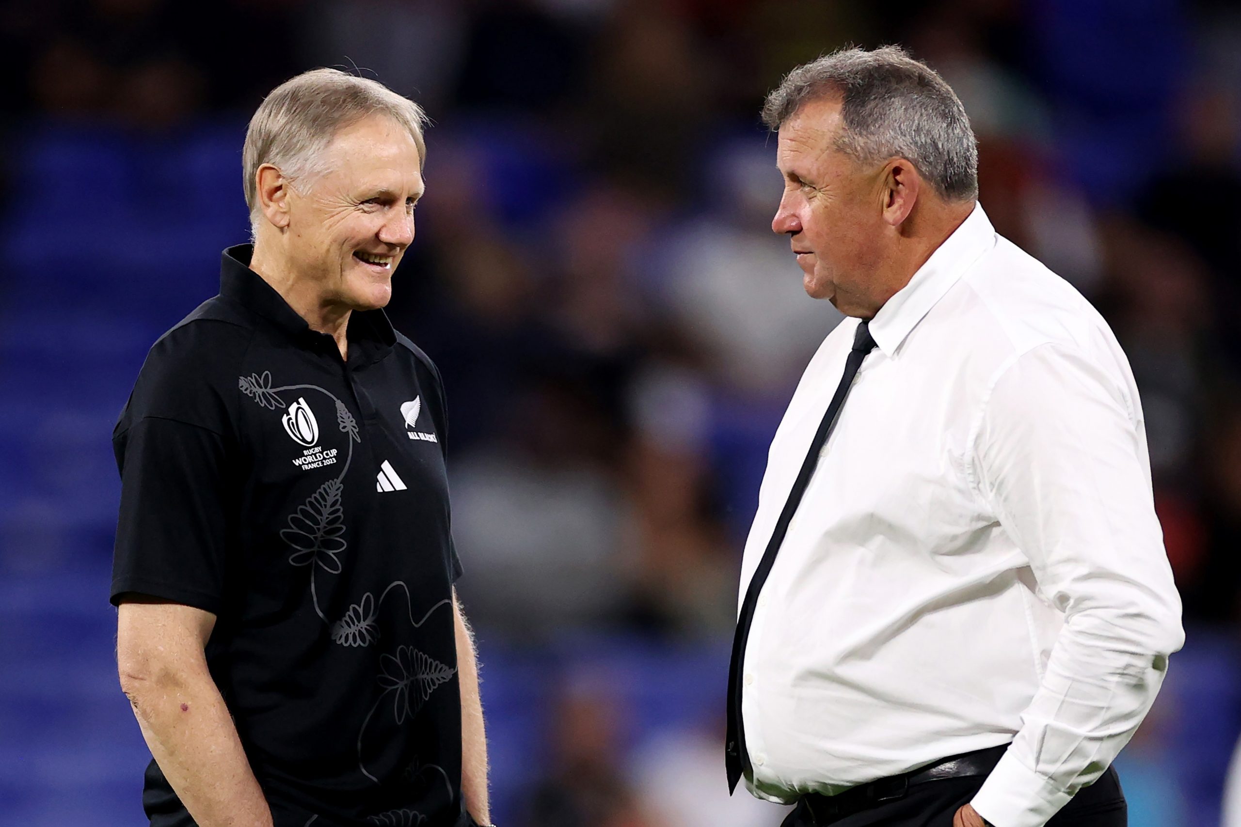 Former All Blacks attack coach Joe Schmidt (left) with head coach Ian Foster.