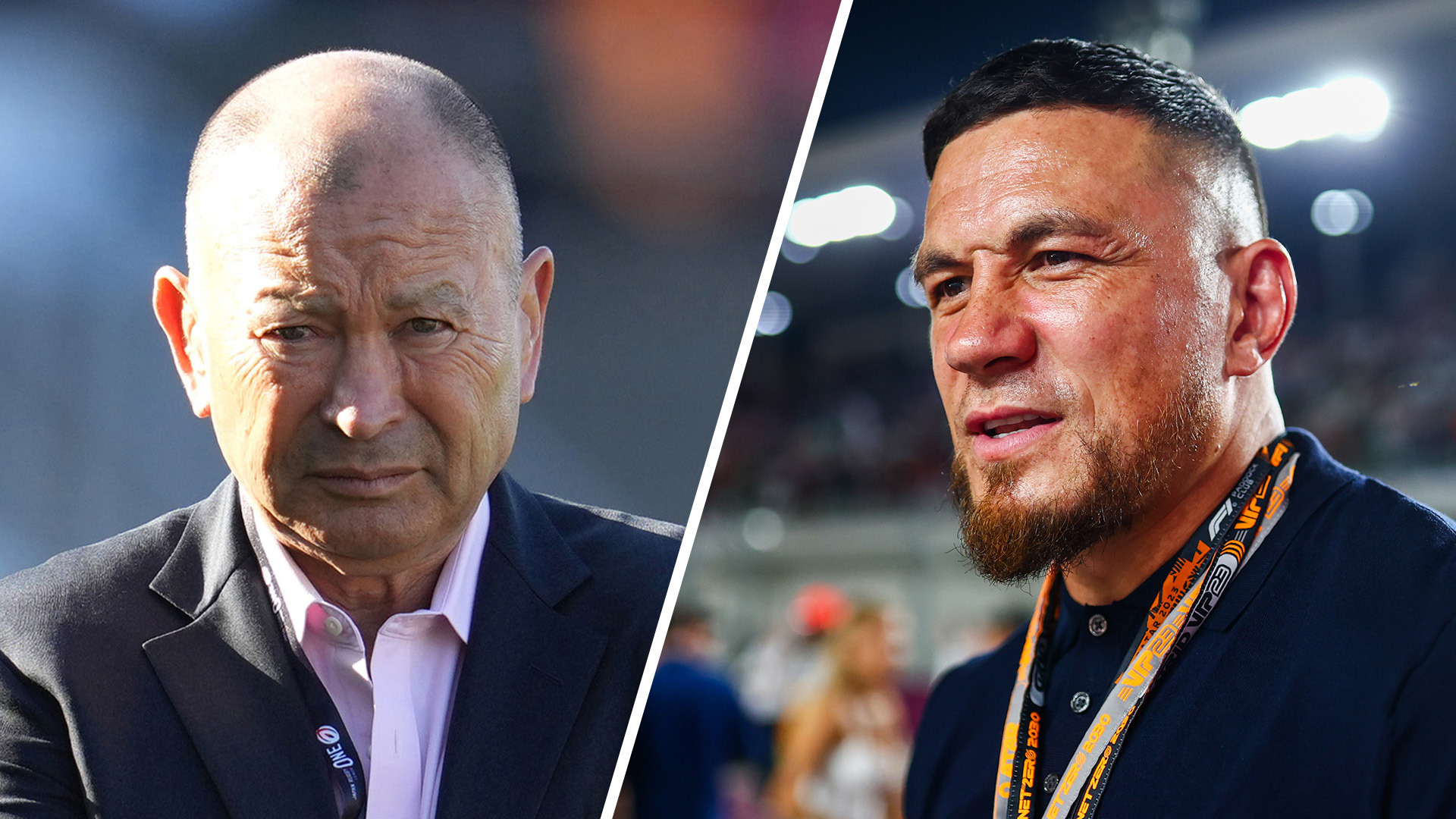 Eddie Jones and Sonny Bill Williams split image