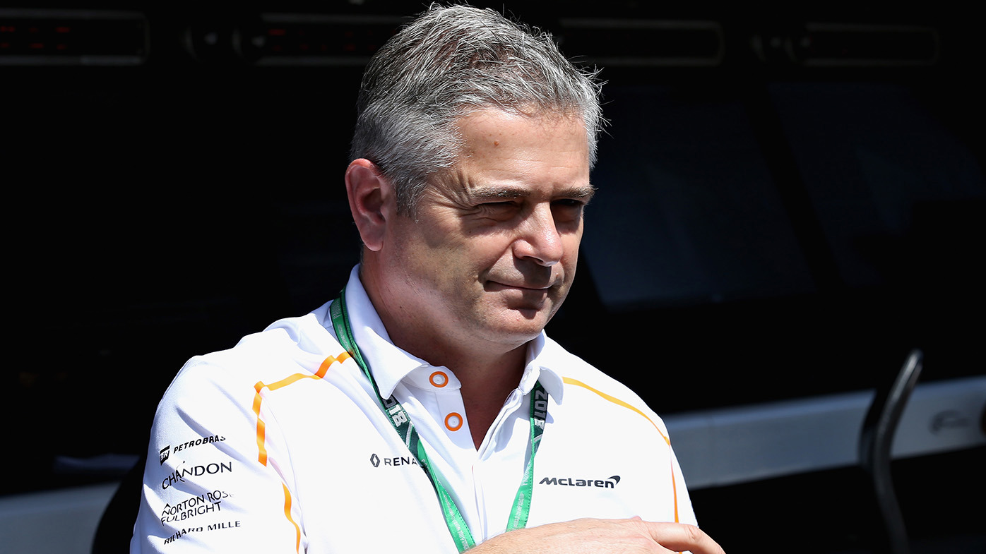 McLaren Sporting Director Gil de Ferran looks on from the pitwall during practice for the Formula One Grand Prix of Great Britain at Silverstone on July 6, 2018 in Northampton, England. (Photo by Charles Coates/Getty Images)