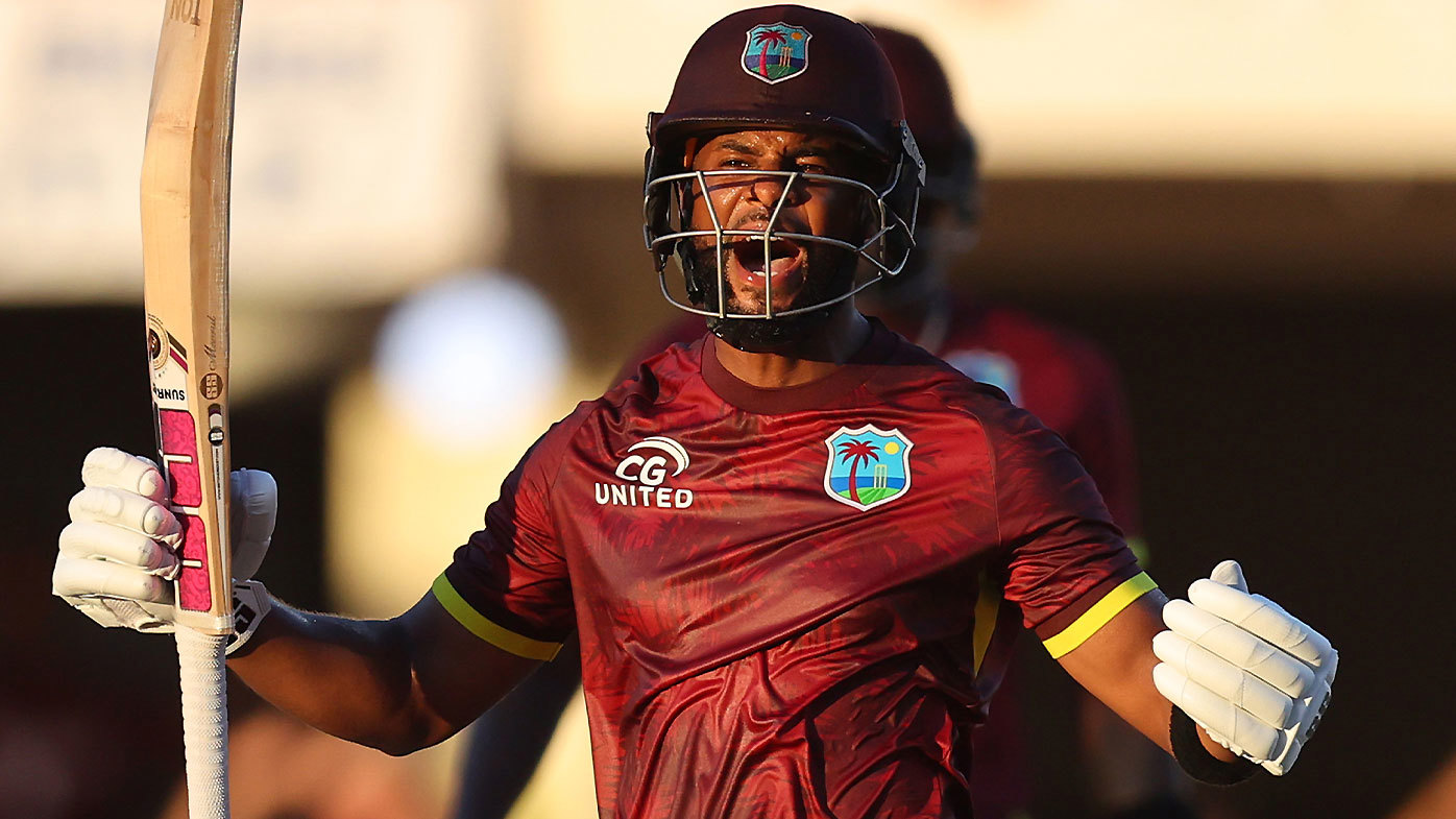 West Indies captain Shai Hope pounded three sixes off one Curran over to seal the deal