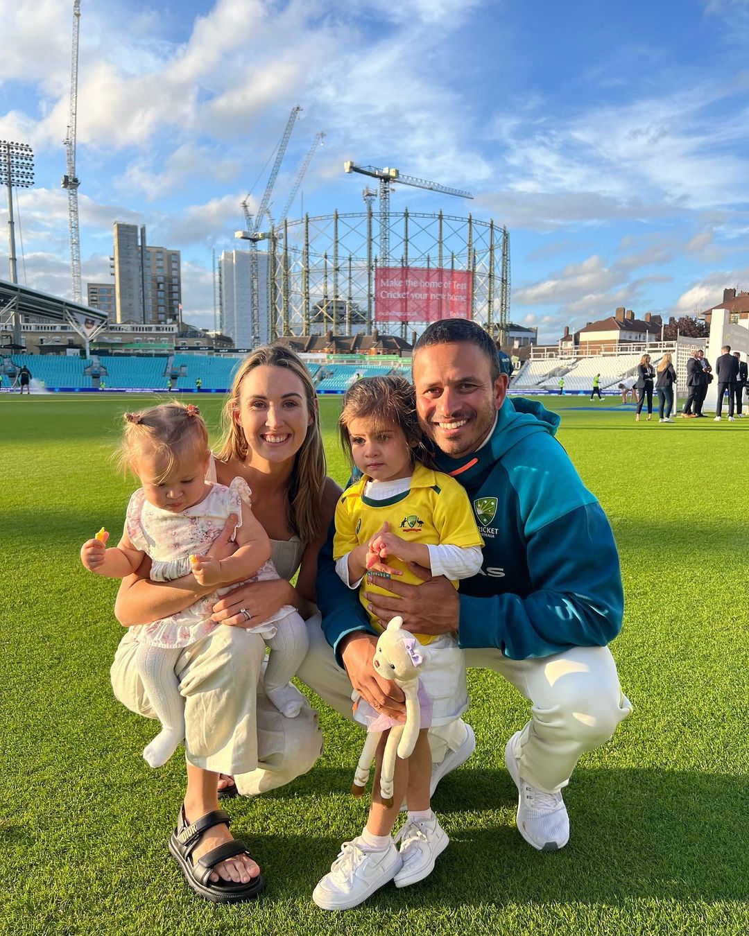 Usman and Rachel Khawaja with their two daughters. 