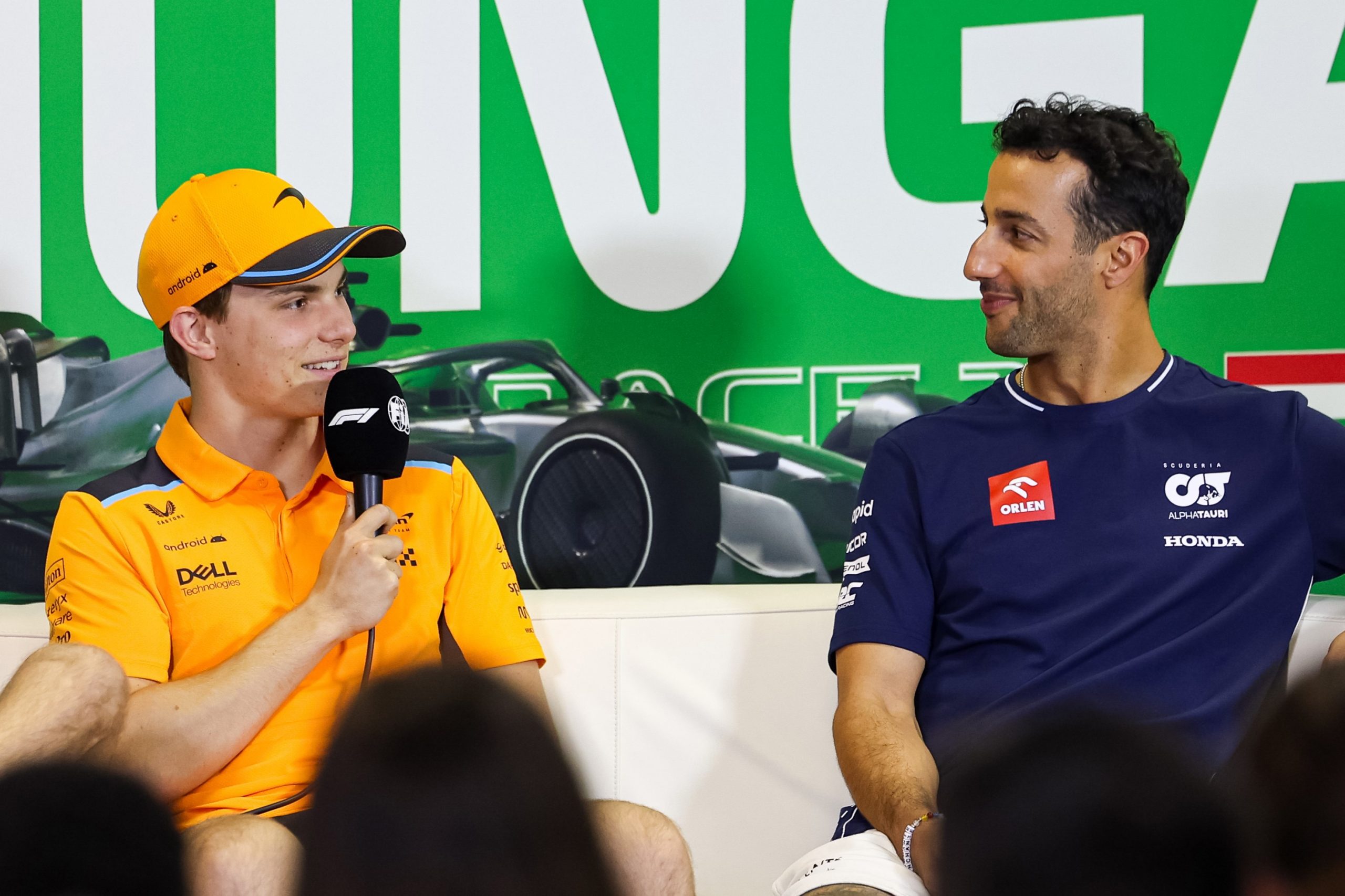 McLaren's Oscar Piastri and Daniel Ricciardo of AlphaTauri.