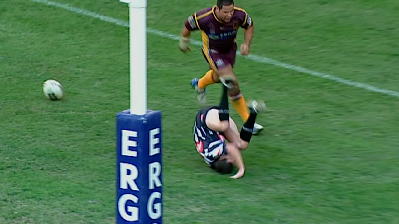 Refereeing his first NRL game back in 2004, Gavin Badger was flattened by Carl Webb.