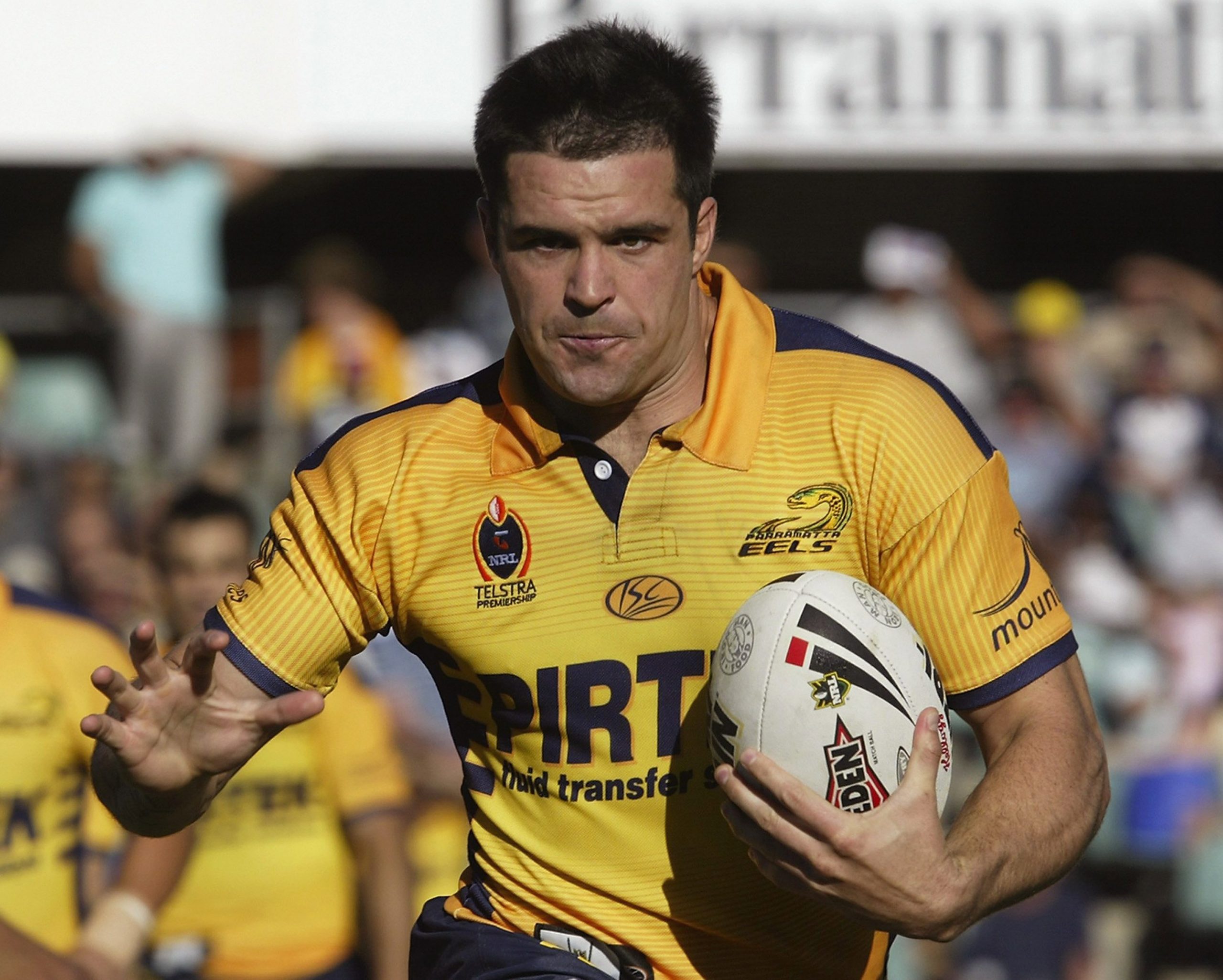 Eric Grothe of the Eels makes a break during the round five NRL match between the Parramatta Eels and the Penrith Panthers held at Parramatta Stadium April 9, 2006 in Sydney, Australia.  