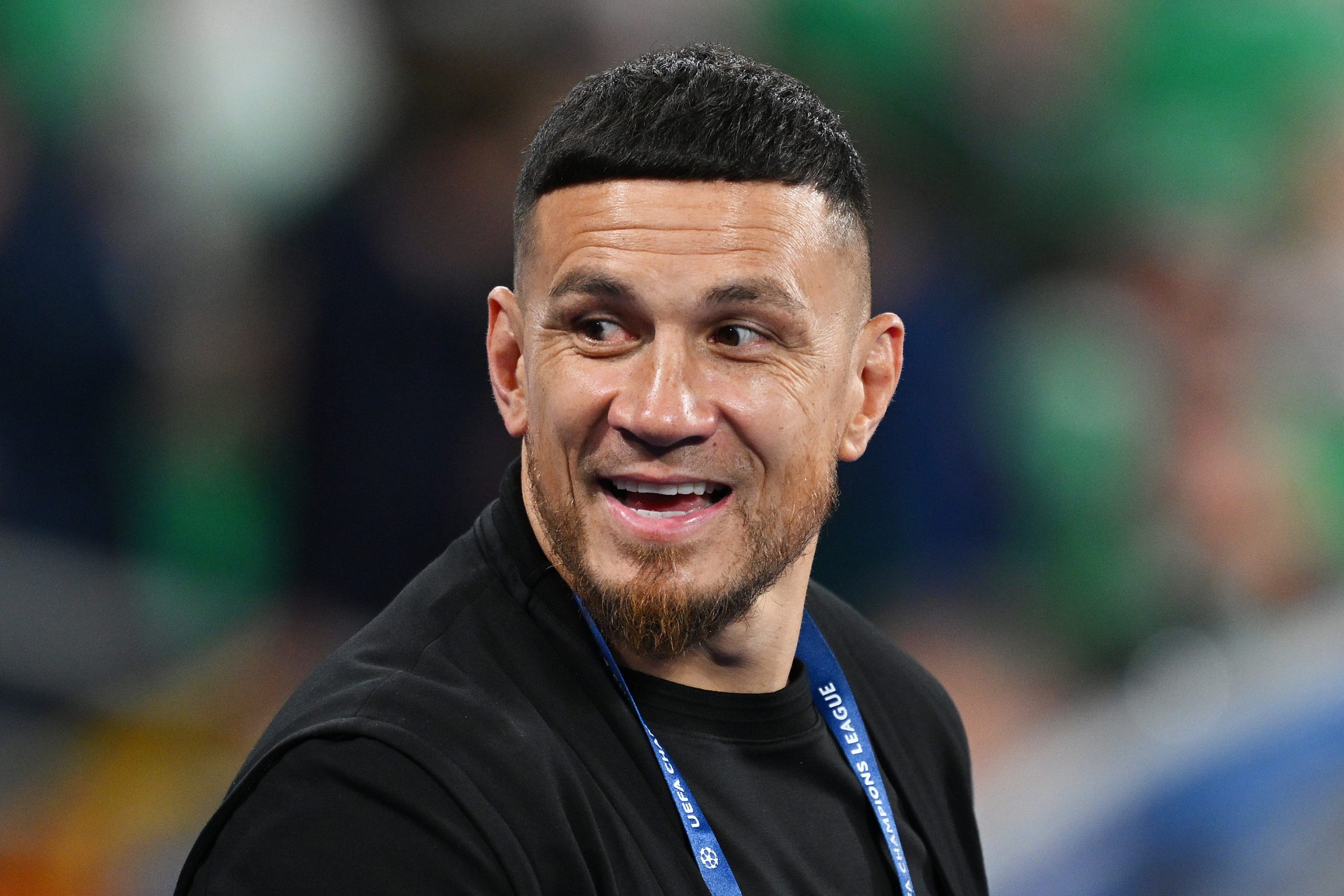 Former All Blacks player Sonny Bill Williams looks on prior to the Rugby World Cup France quarter-final match between Ireland and New Zealand.