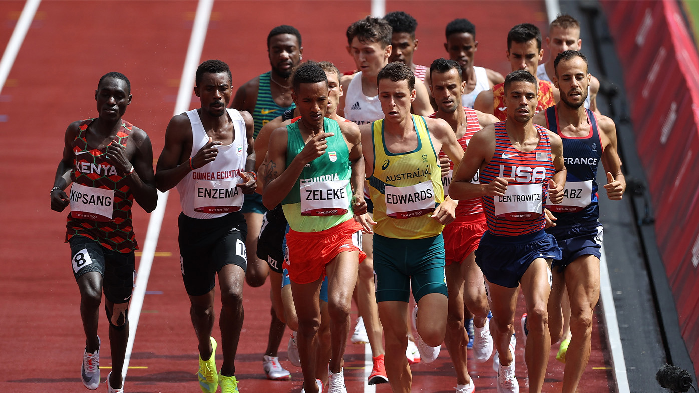 Jye Edwards contesting the men's 1500m at Tokyo 2020.