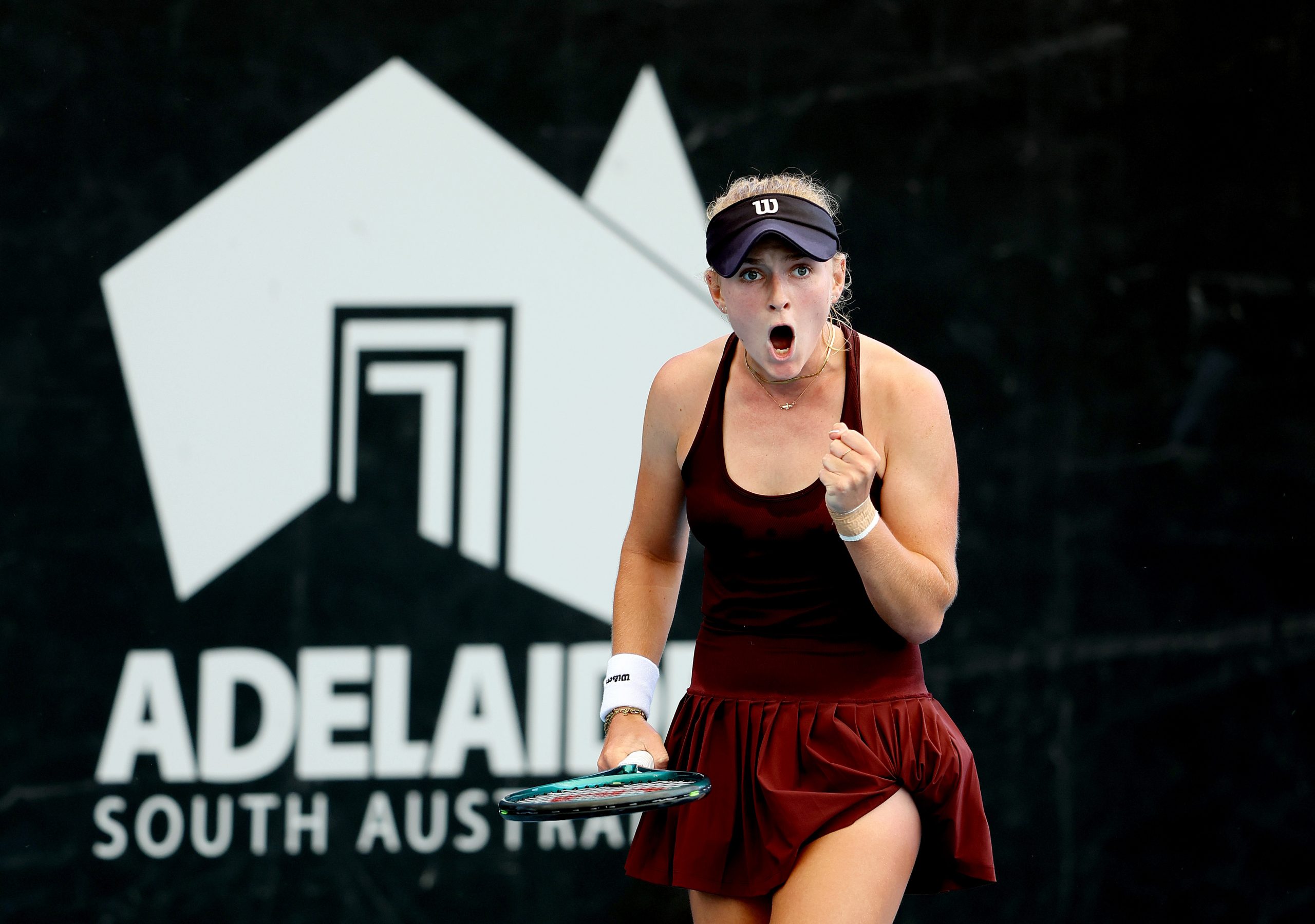 Taylah Preston of Australia reacts during their match against Caroline Garcia of Francein the 2024 Adelaide International at Memorial Drive on January 09, 2024 in Adelaide, Australia. (Photo by Sarah Reed/Getty Images)