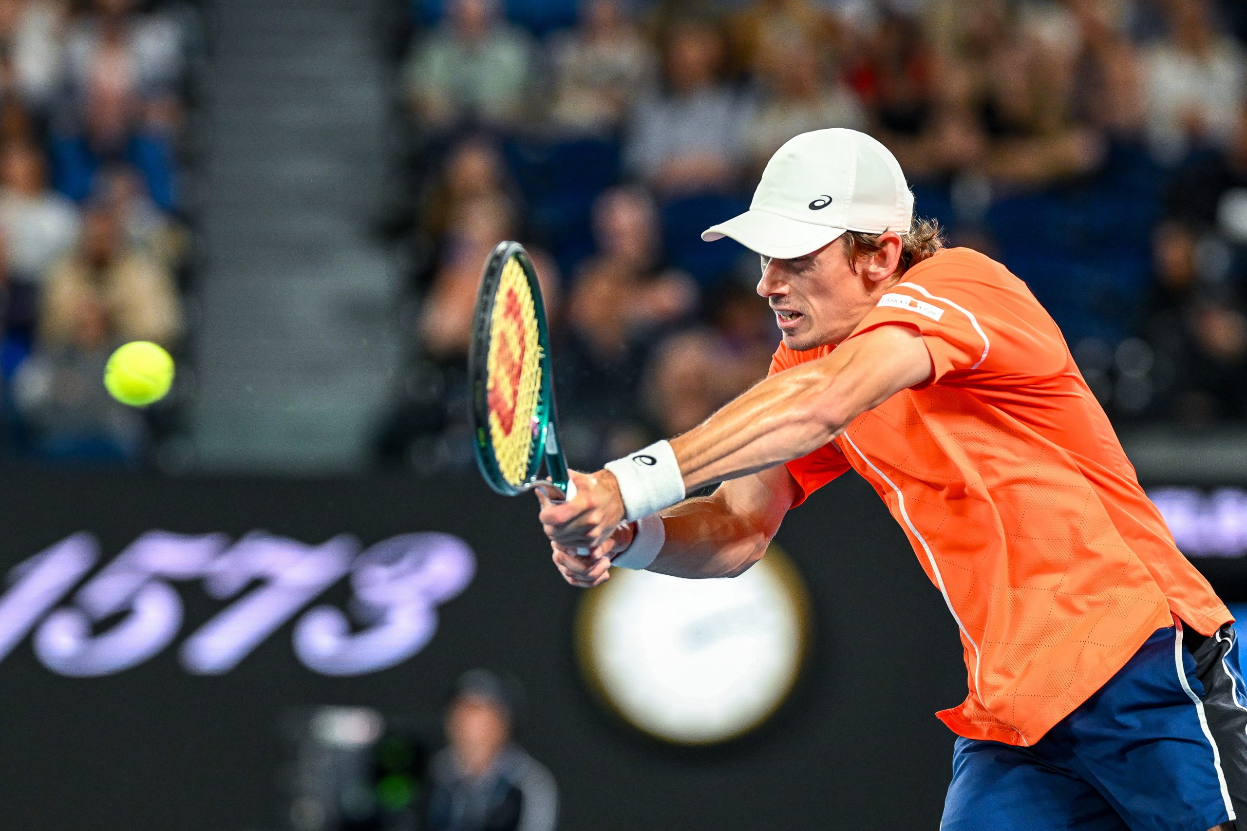 Australia's Alex de Minaur plays against Matteo Arnaldi in the second round of his home grand slam in Melbourne.