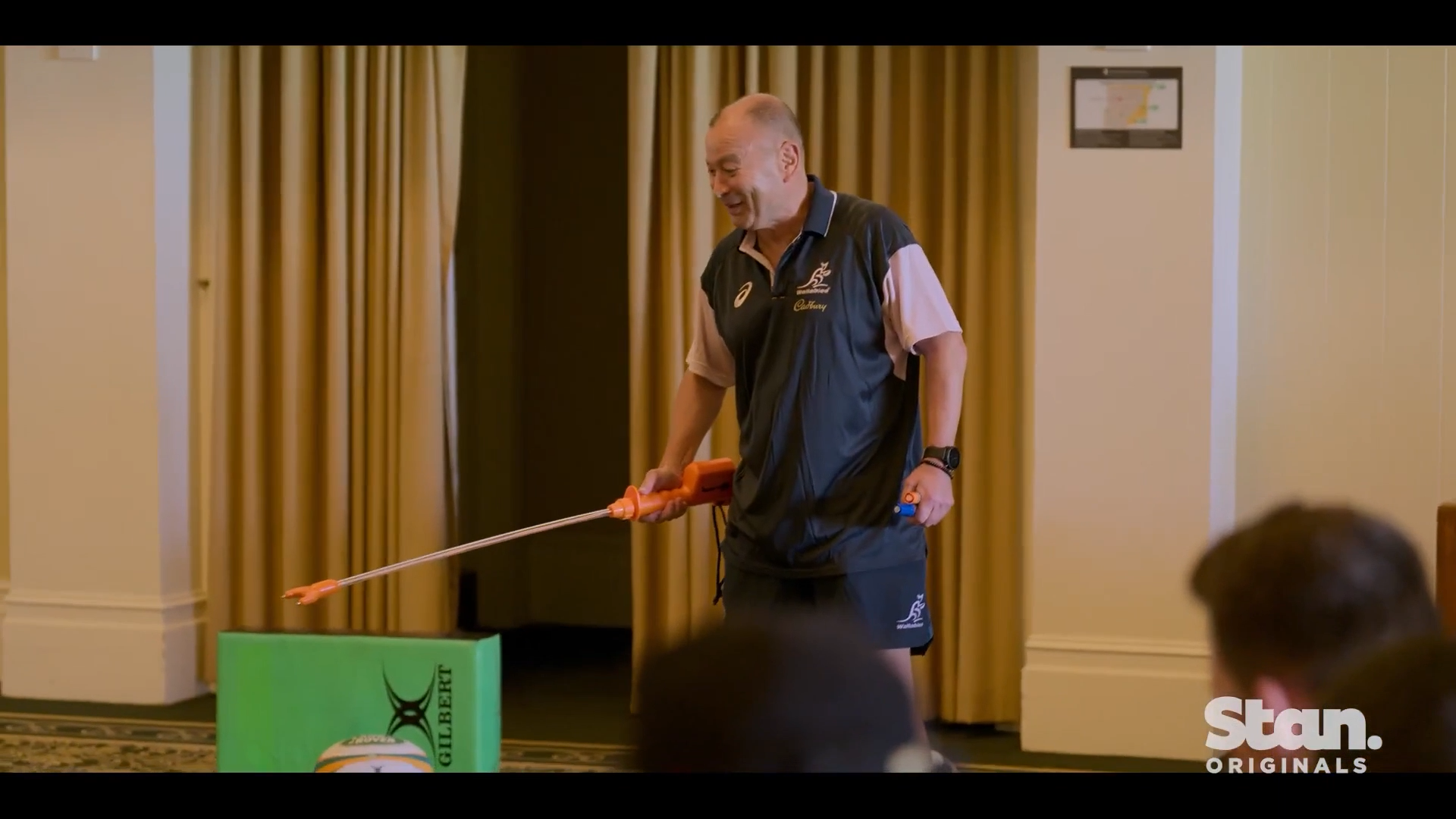 Eddie Jones with his infamous cattle prod.