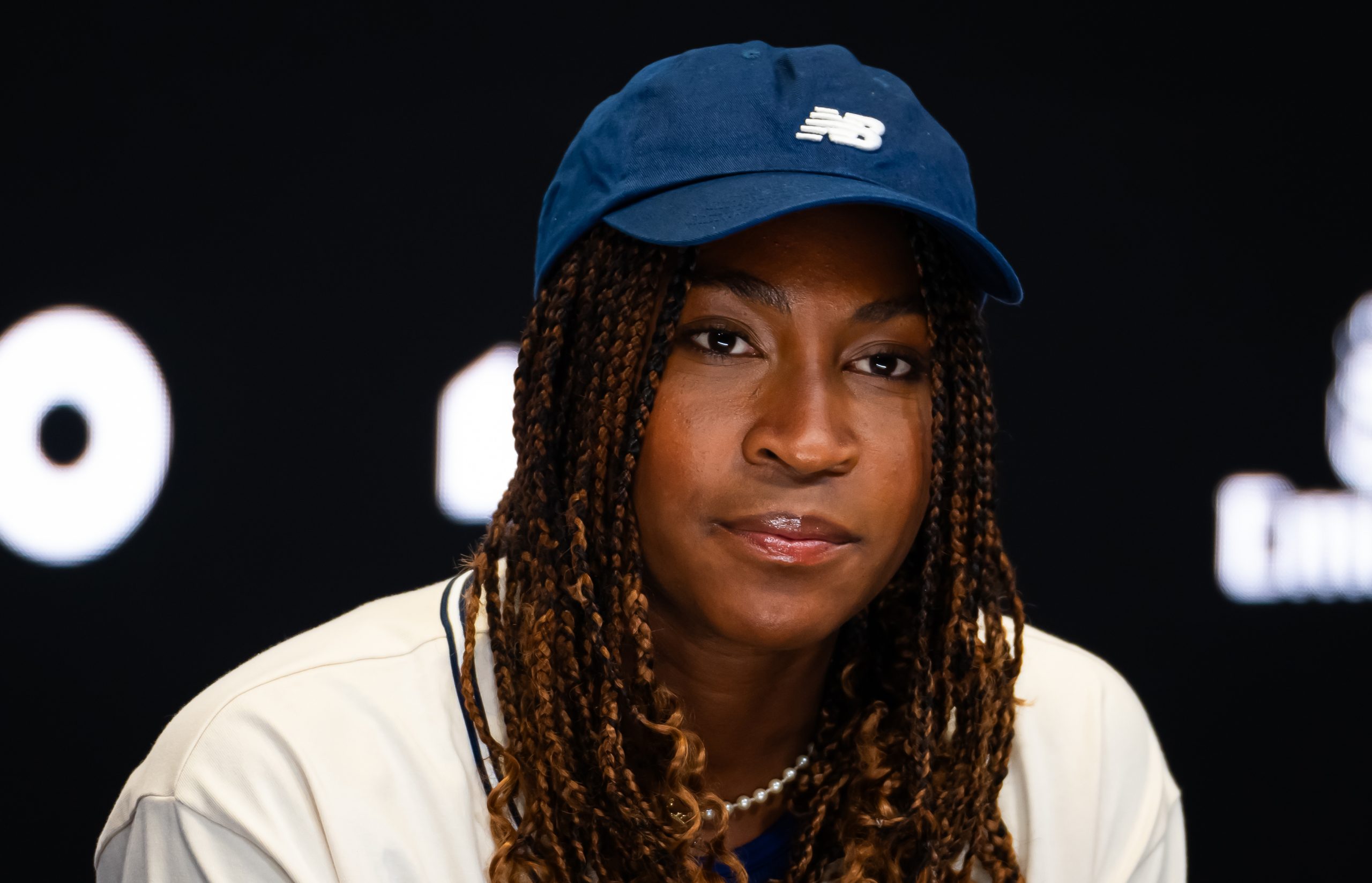 Coco Gauff of the United States talks to the media ahead of the 2024 Australian Open.