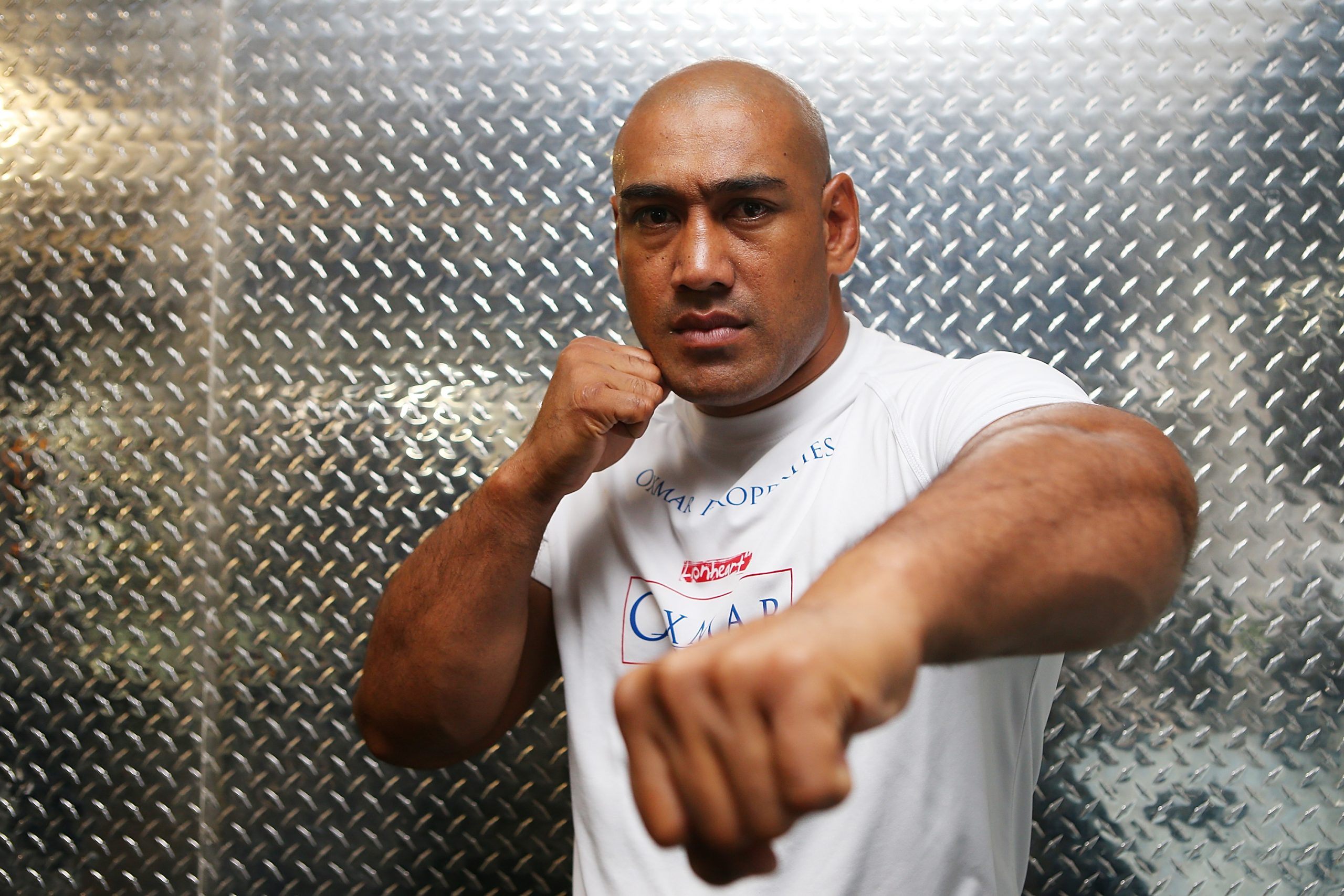 Alex Leapai trains during a sparring session at The Corporate Box Gym.