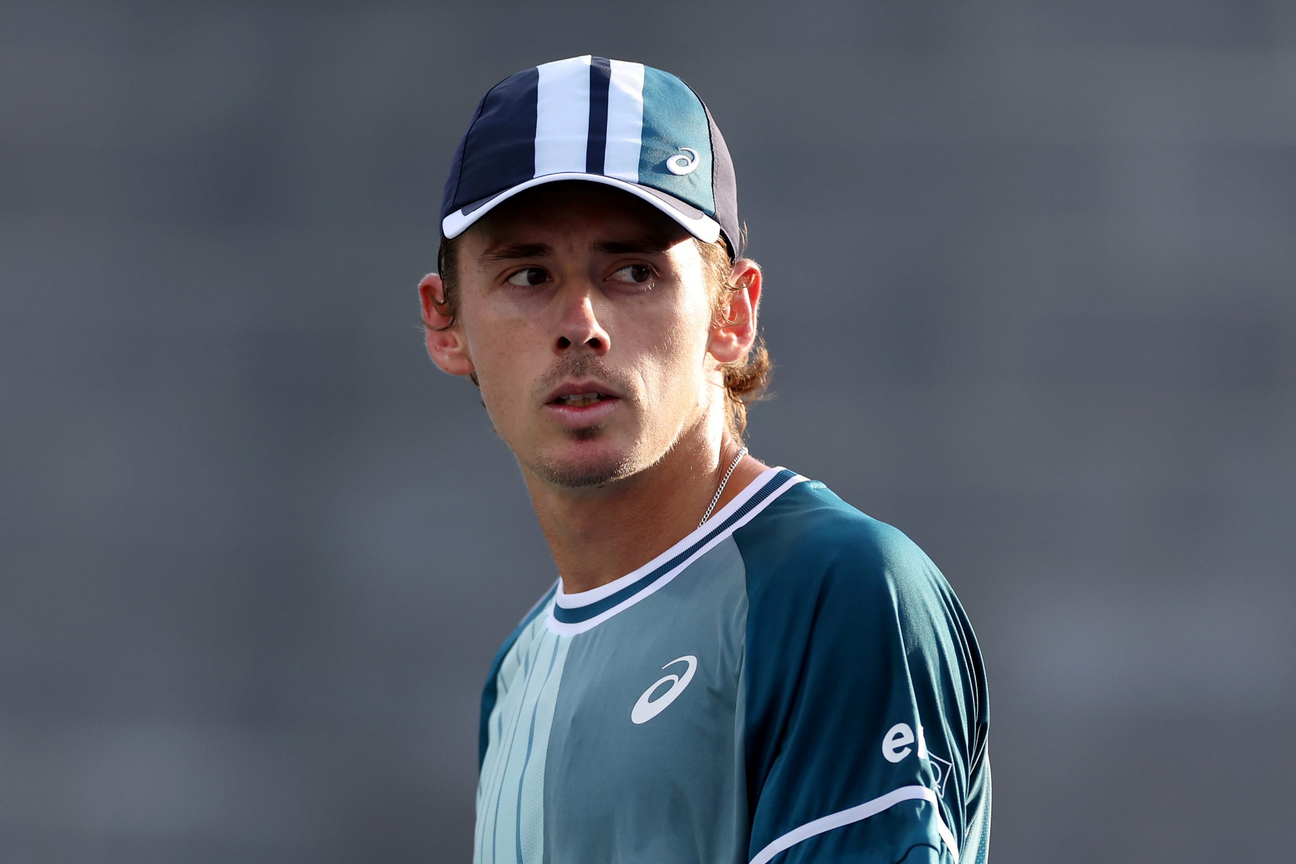 Alex De Minaur of Australia looks on between points against Nicolas Jarry of Chile during their Men's Singles Third Round match on Day Six of the 2023 US Open.